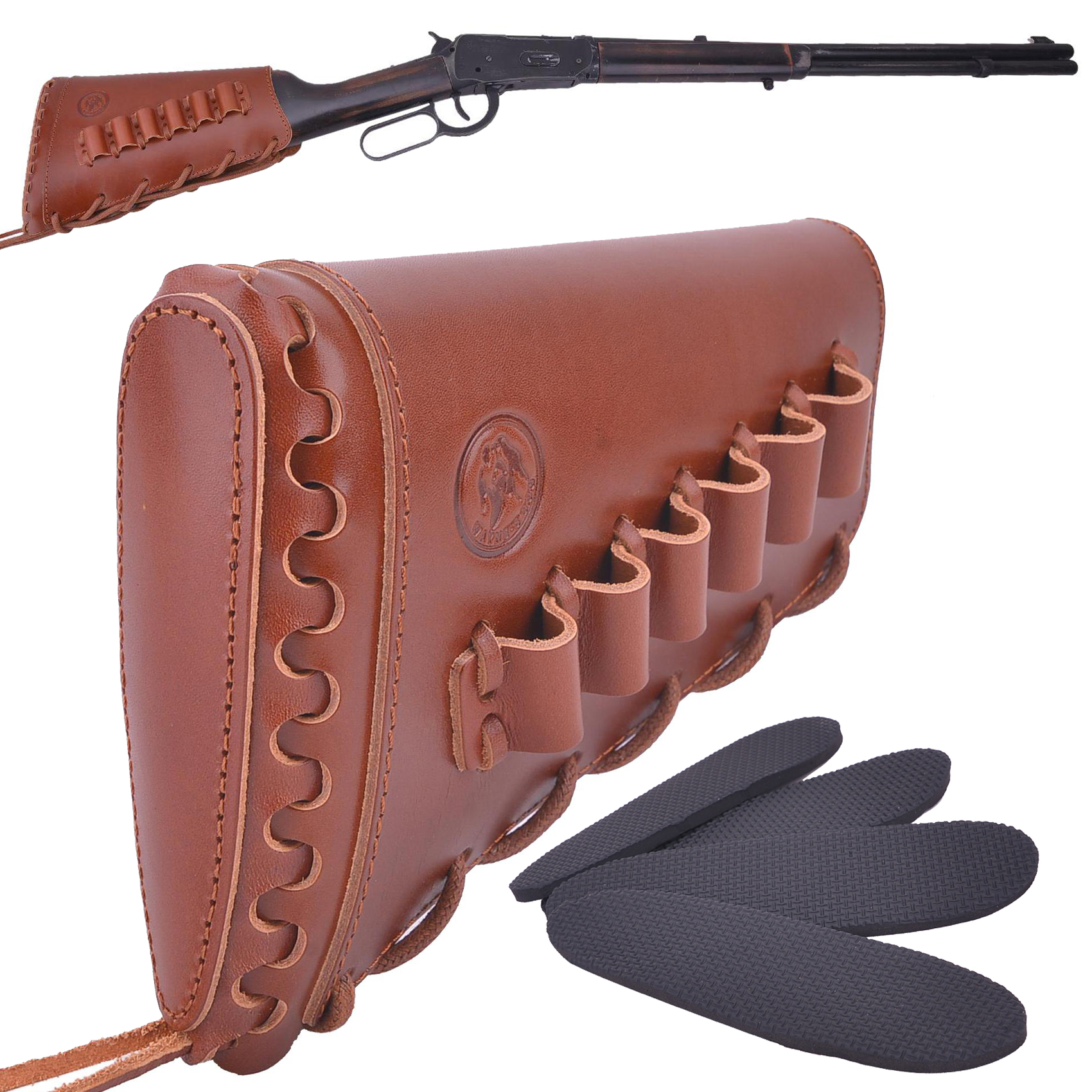 Grain Leather Gun Buttstock Shotgun Cartridge Holsters .308 .30-06 .300WIN .40-40 410GA  44MAG