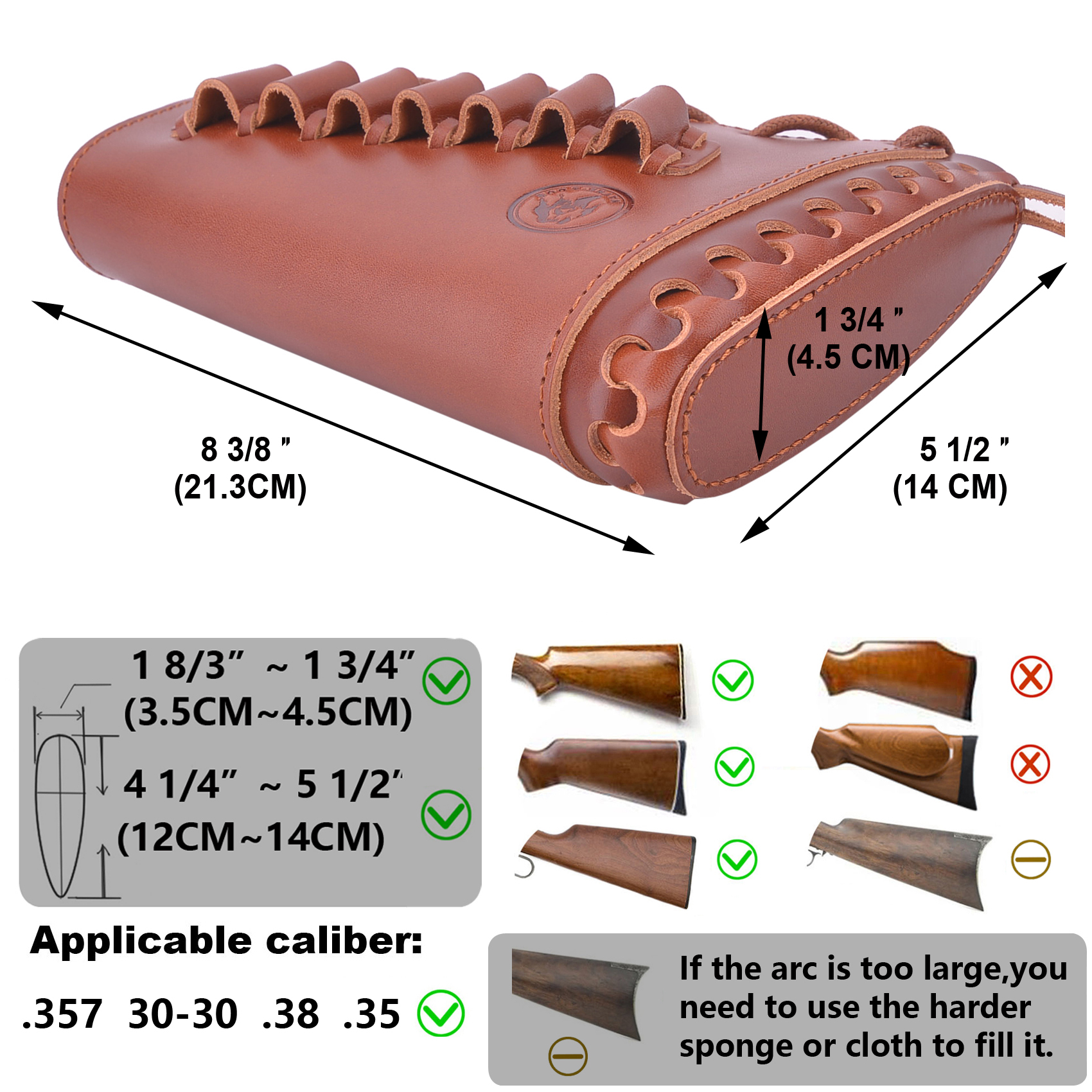 Full Grain Leather Gun Buttstock Rifle Cartridge Holsters .308 .30-06 410GA .357 .30-30 .22LR .22MAG .17hmr