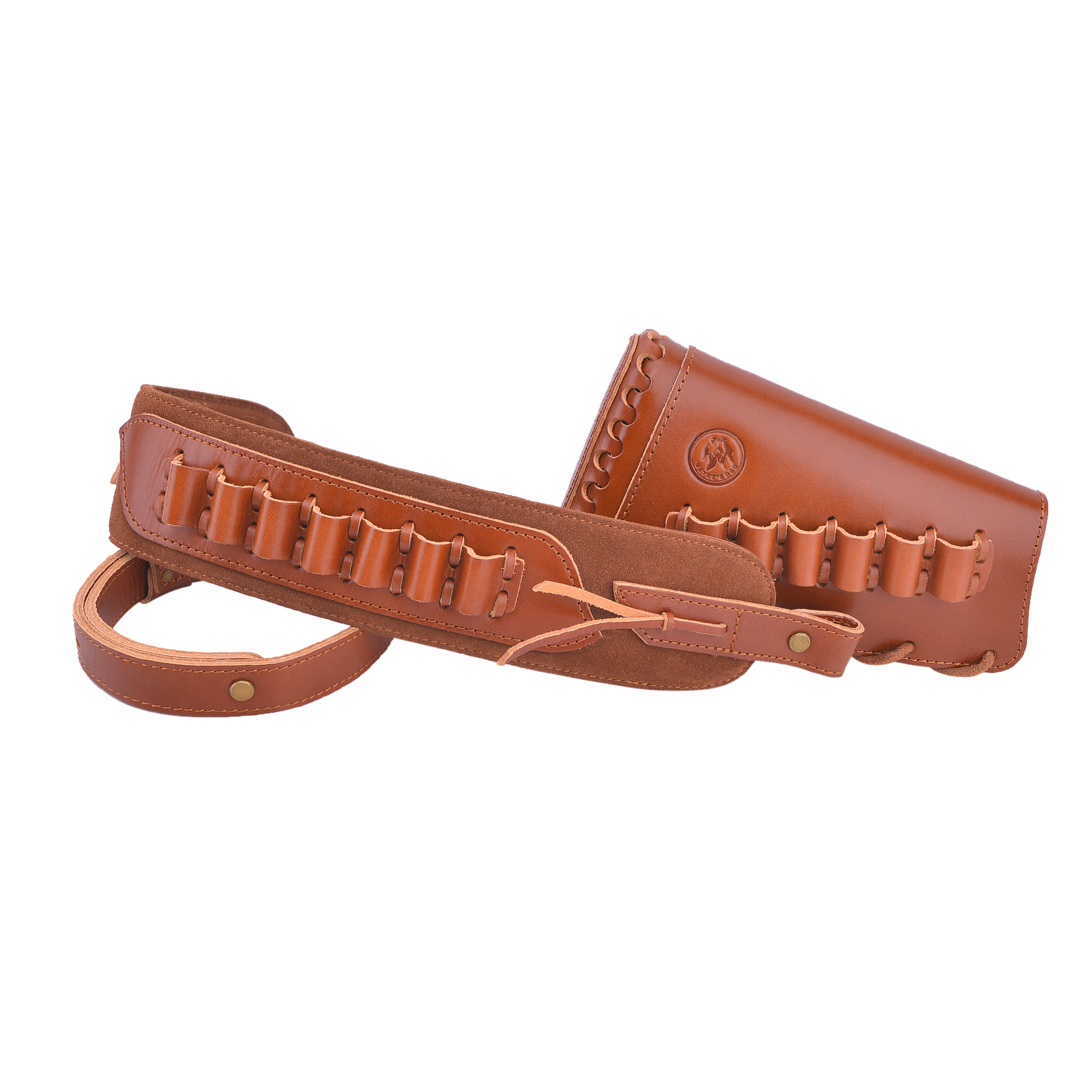 Adjustable Leather Rifle Sling Strap, Rifle Recoil Pad Buttstock Ammo Holder Set .308 .30-06 .45-70 .357 .30-30 .22LR .17hmr