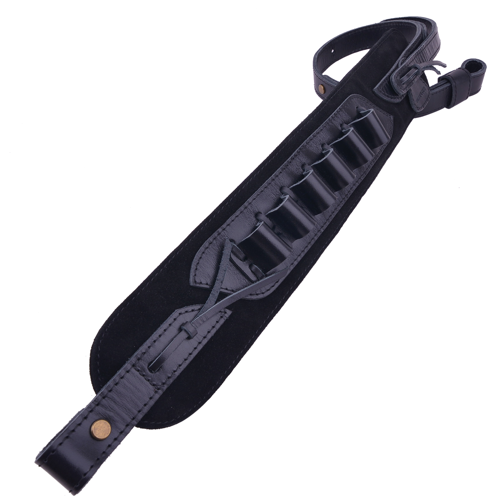  Top-Grain Leather Gun Cartridge Sling Rifle Strap with Shell Holder, Handle Strap .308 .30-06 .30-30 .22LR .17HMR 12/16/20GA