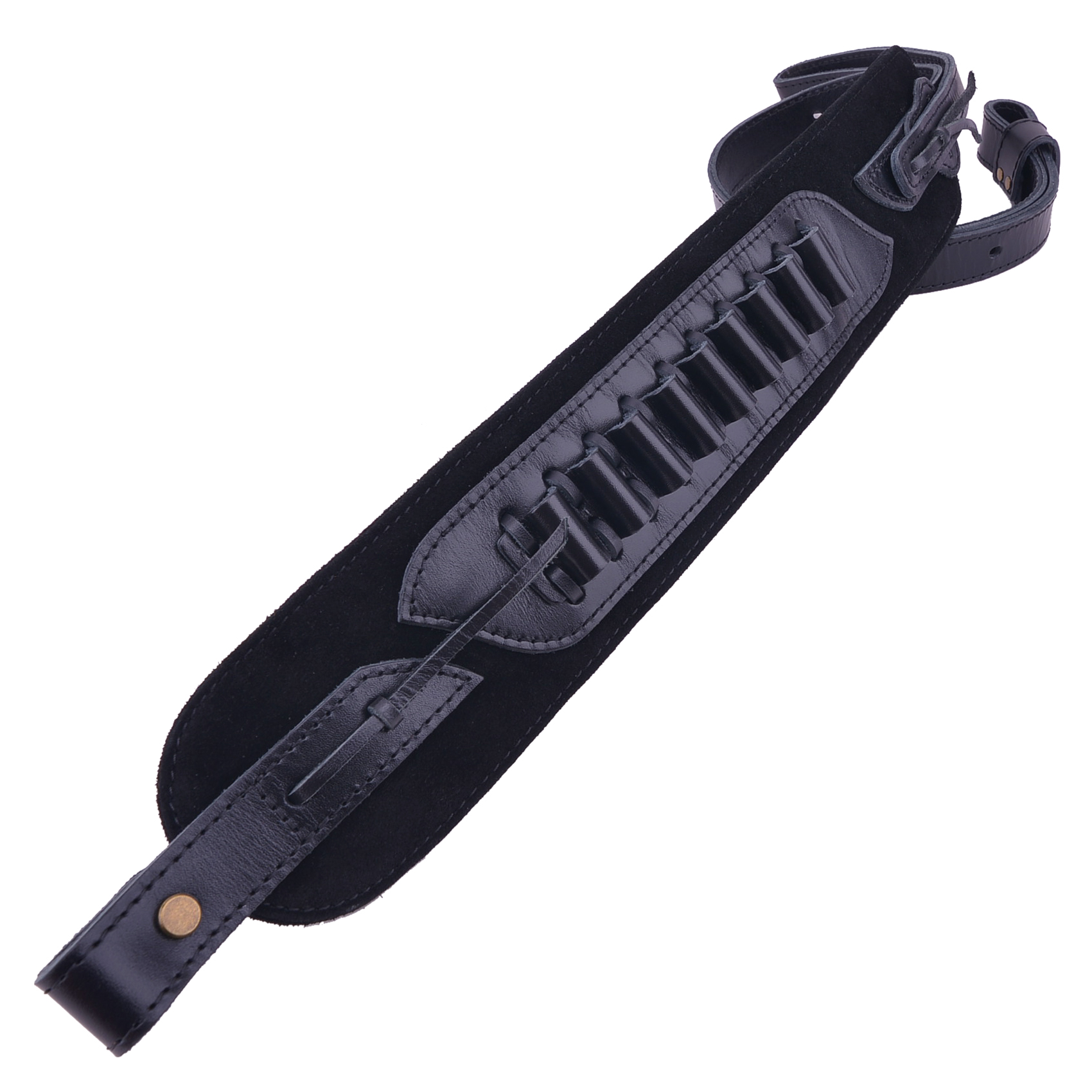  Top-Grain Leather Gun Cartridge Sling Rifle Strap with Shell Holder, Handle Strap .308 .30-06 .30-30 .22LR .17HMR 12/16/20GA