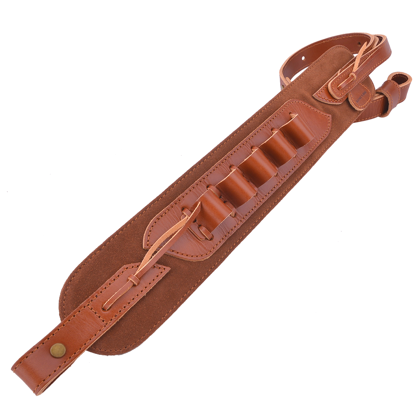  Top-Grain Leather Gun Cartridge Sling Rifle Strap with Shell Holder, Handle Strap .308 .30-06 .30-30 .22LR .17HMR 12/16/20GA