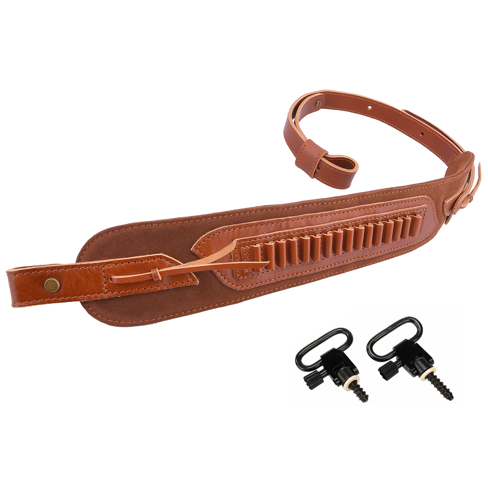  Top-Grain Leather Gun Cartridge Sling Rifle Strap with Shell Holder, Handle Strap .308 .30-06 .30-30 .22LR .17HMR 12/16/20GA