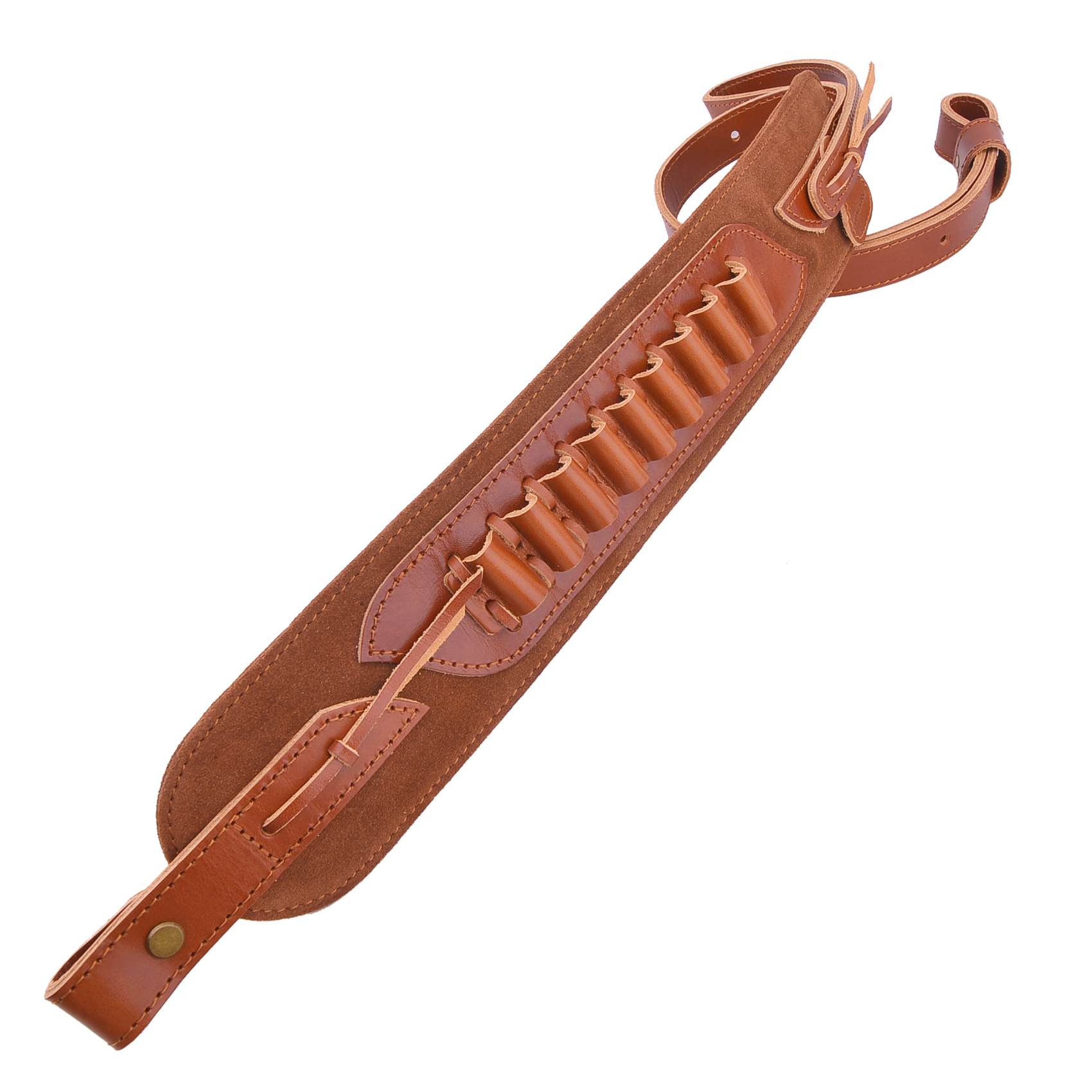  Top-Grain Leather Gun Cartridge Sling Rifle Strap with Shell Holder, Handle Strap .308 .30-06 .30-30 .22LR .17HMR 12/16/20GA