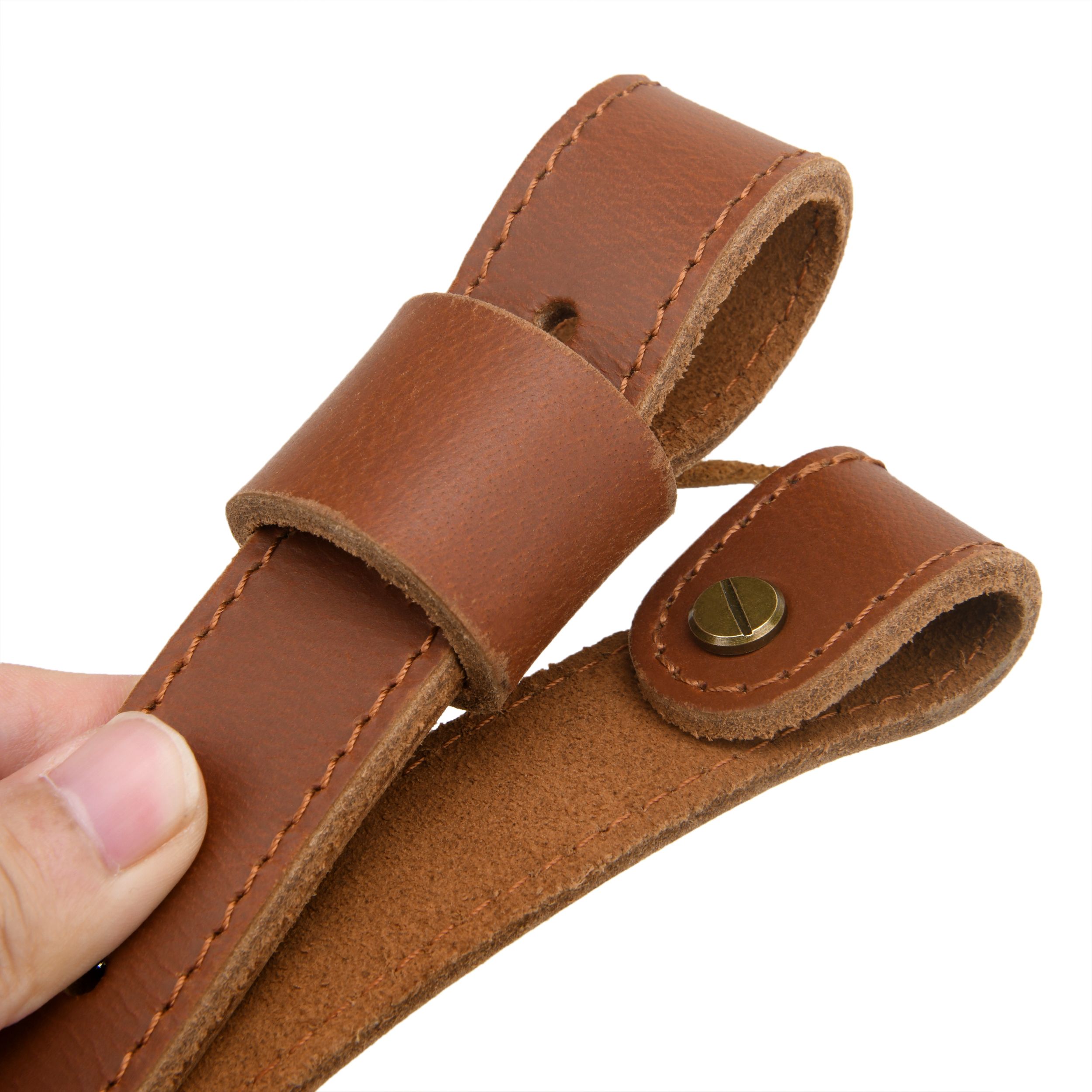 Buffalo Hide Leather Rifle Gun Sling with Handle Straps Hunting Shooting Accessory