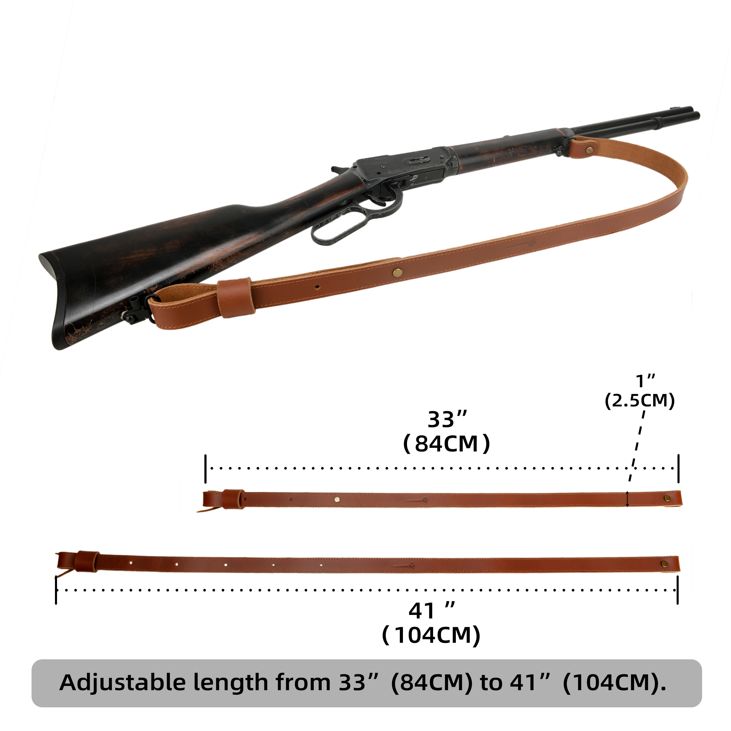 Buffalo Hide Leather Rifle Gun Sling with Handle Straps Hunting Shooting Accessory