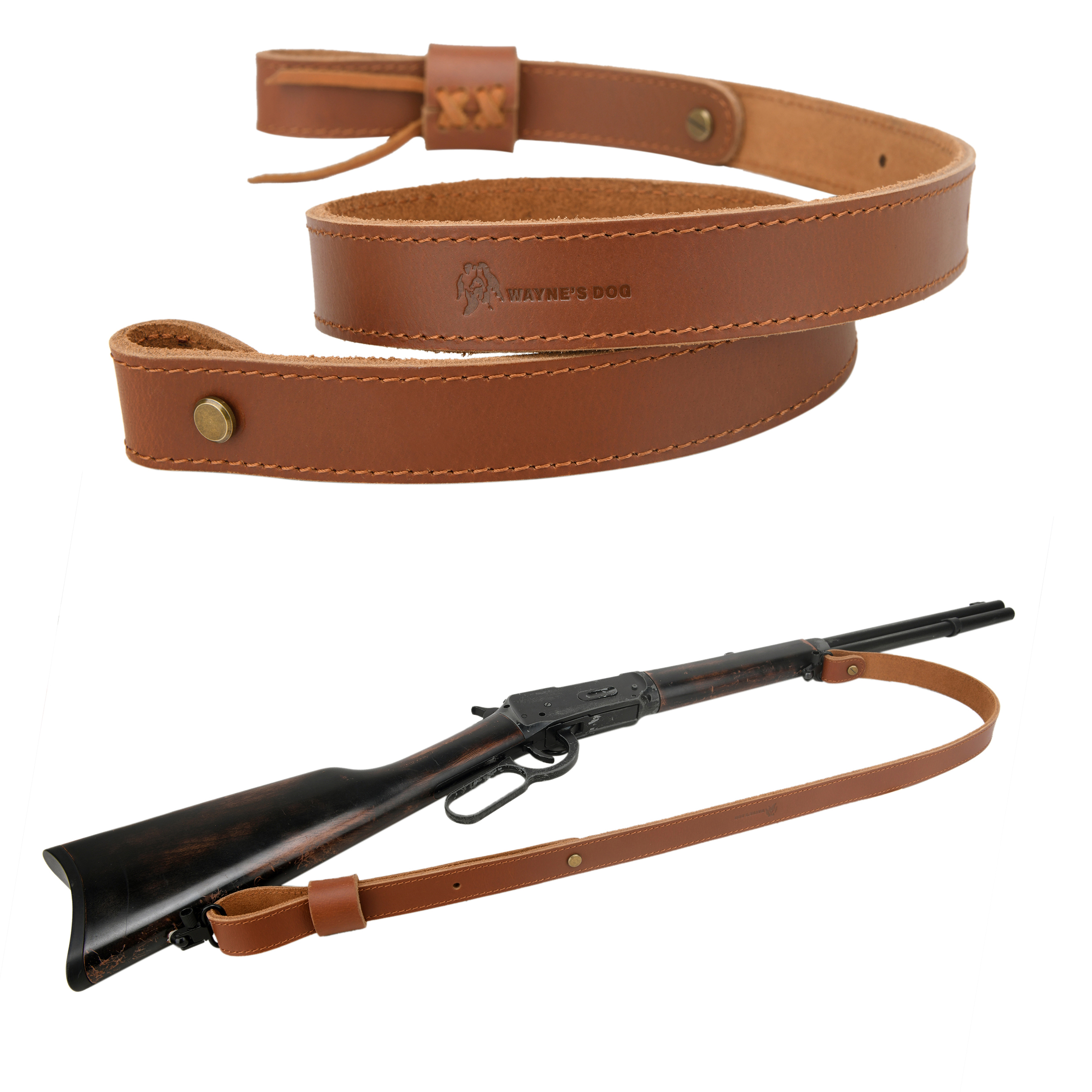 Buffalo Hide Leather Rifle Gun Sling with Handle Straps Hunting Shooting Accessory