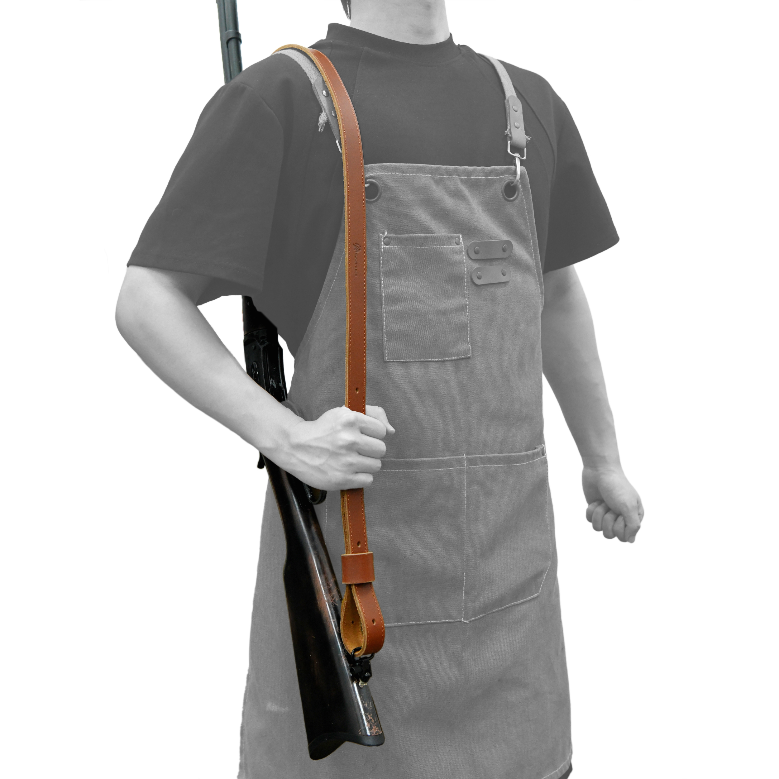 Buffalo Hide Leather Rifle Gun Sling with Handle Straps Hunting Shooting Accessory