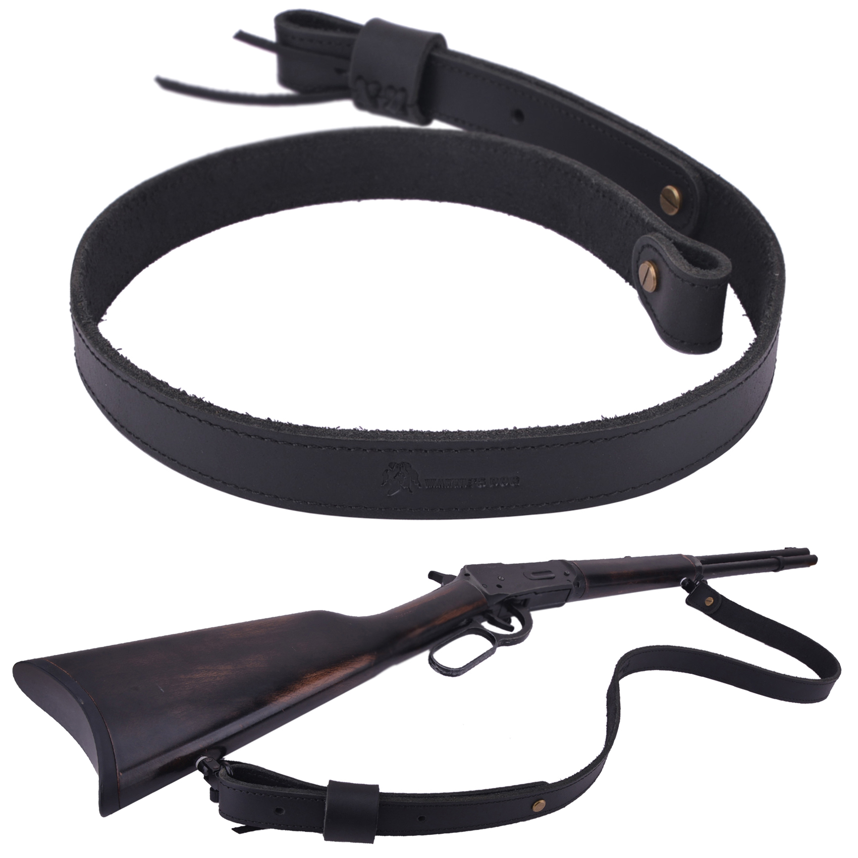 Buffalo Hide Leather Rifle Gun Sling with Handle Straps Hunting Shooting Accessory