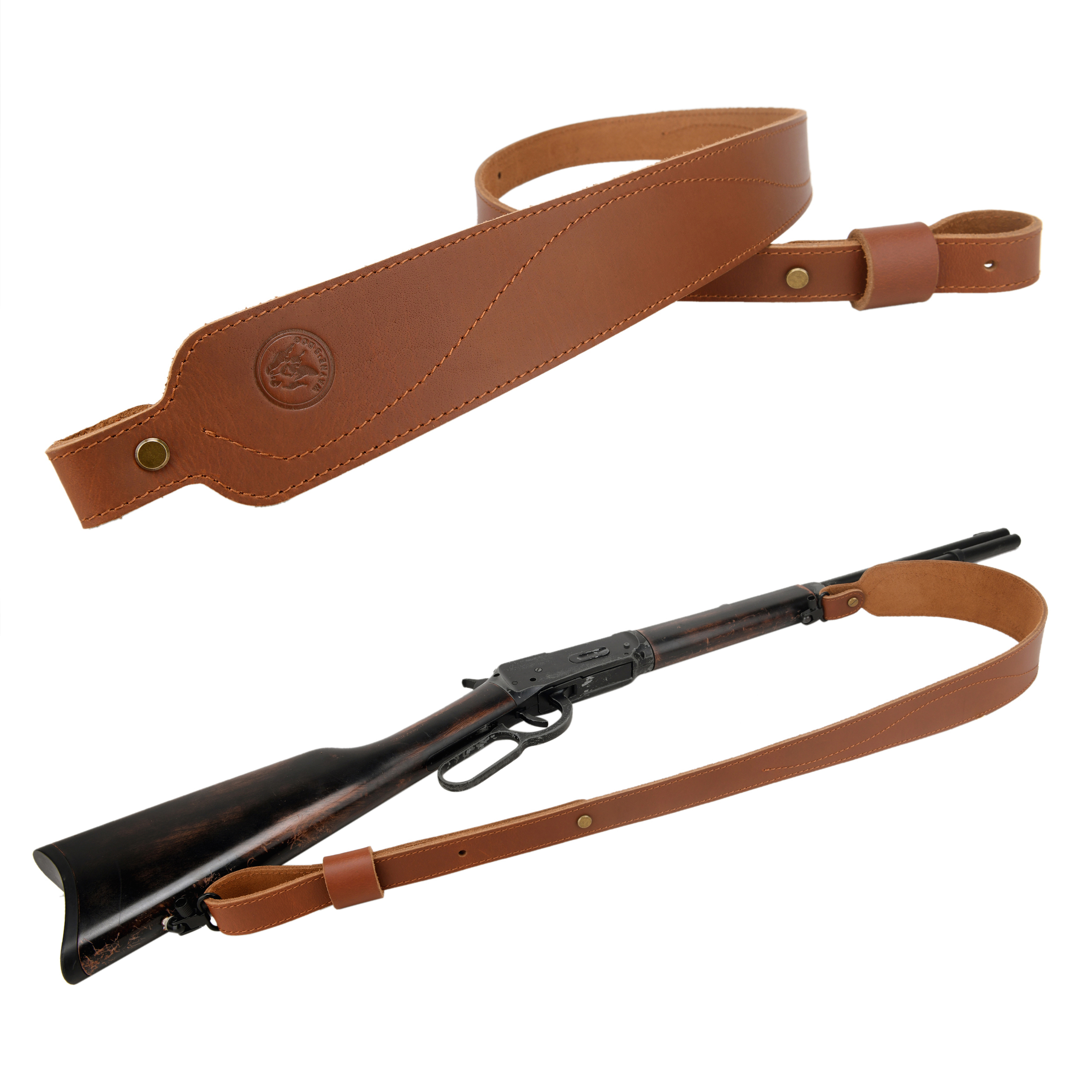 Leather Rifle Sling Matching Sling Gun Straps with Swivels For Hunting