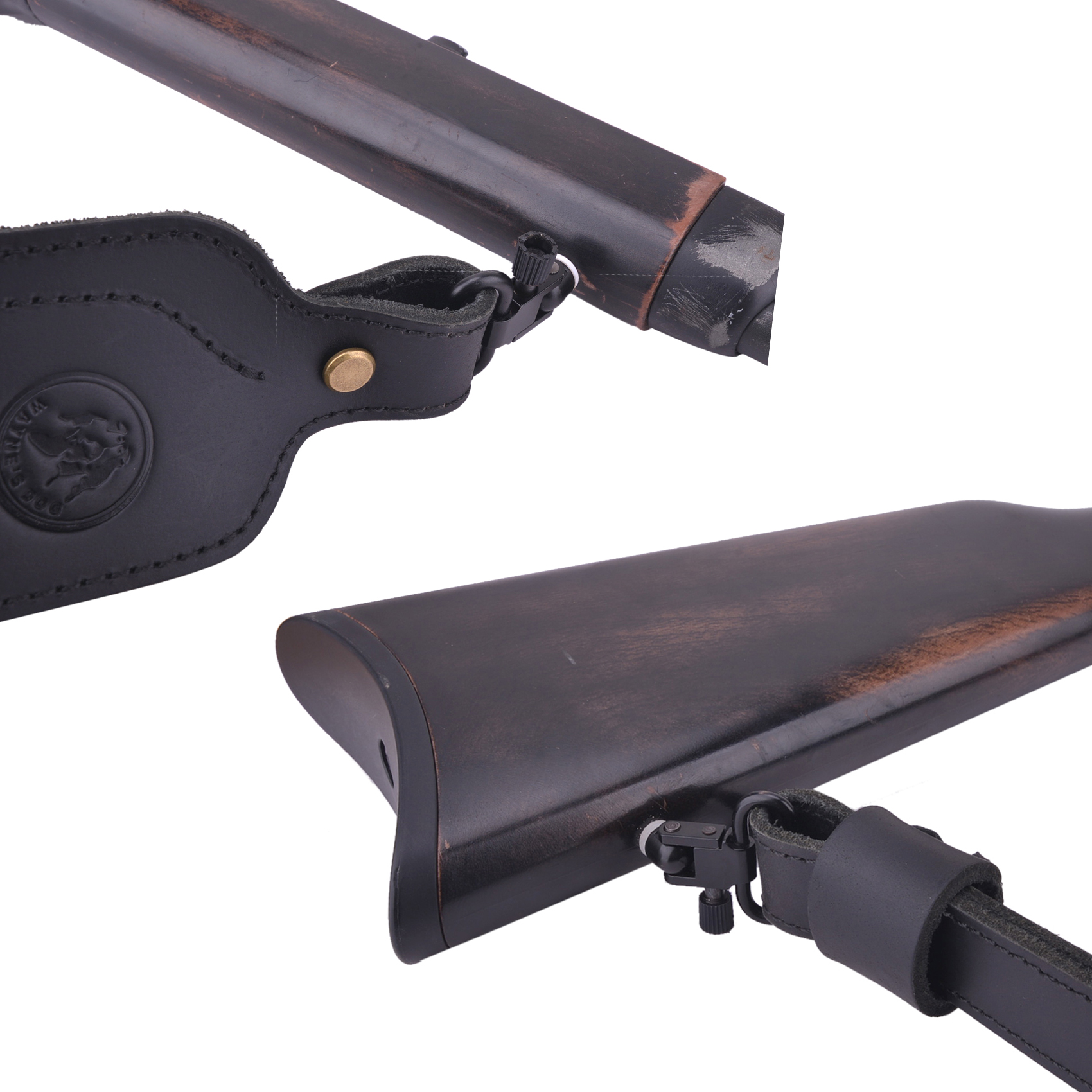 Buffalo Hide Leather Rifle Gun Sling with Handle Straps, Cobra Style Hunting Shooting Accessory