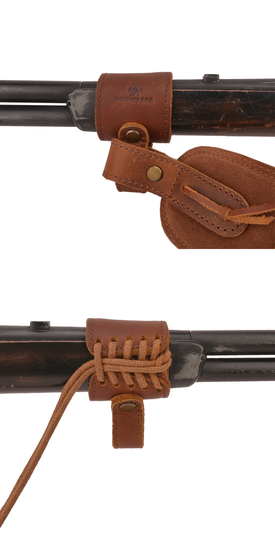  1 Set Leather No Drill Buttstock With Gun Sling , Barrel  Mount  For .308 .45-70 .30-06 410GA Shell Holder