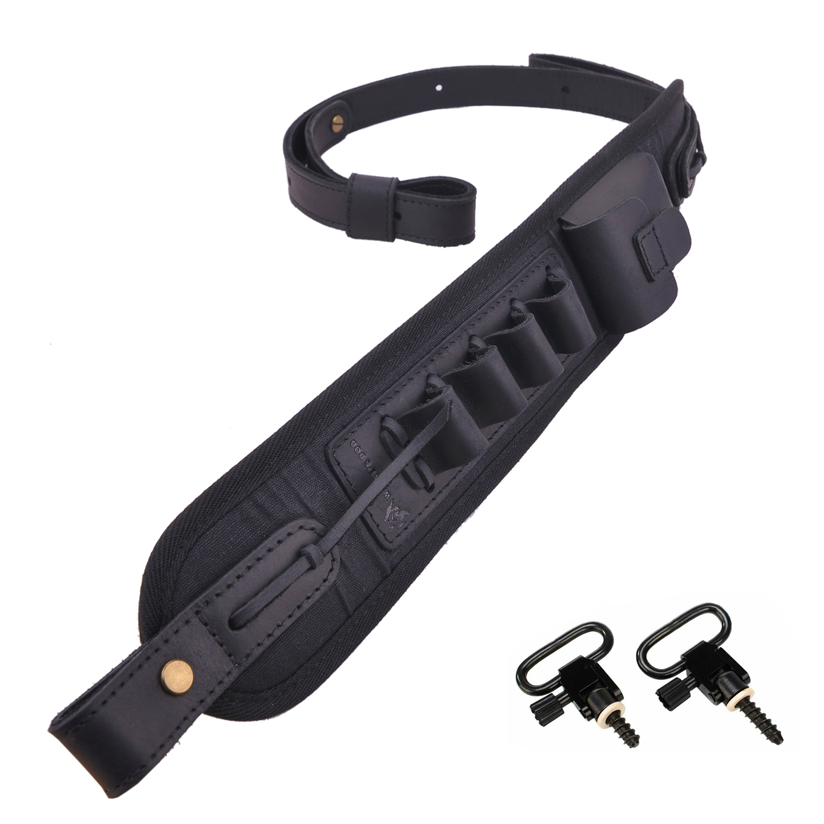 Leather Canvas Ammo Holder Rifle Sling Hunting Gun Strap .308 .30-06 .30-30 .22LR .17 HMR 12/16/20GA