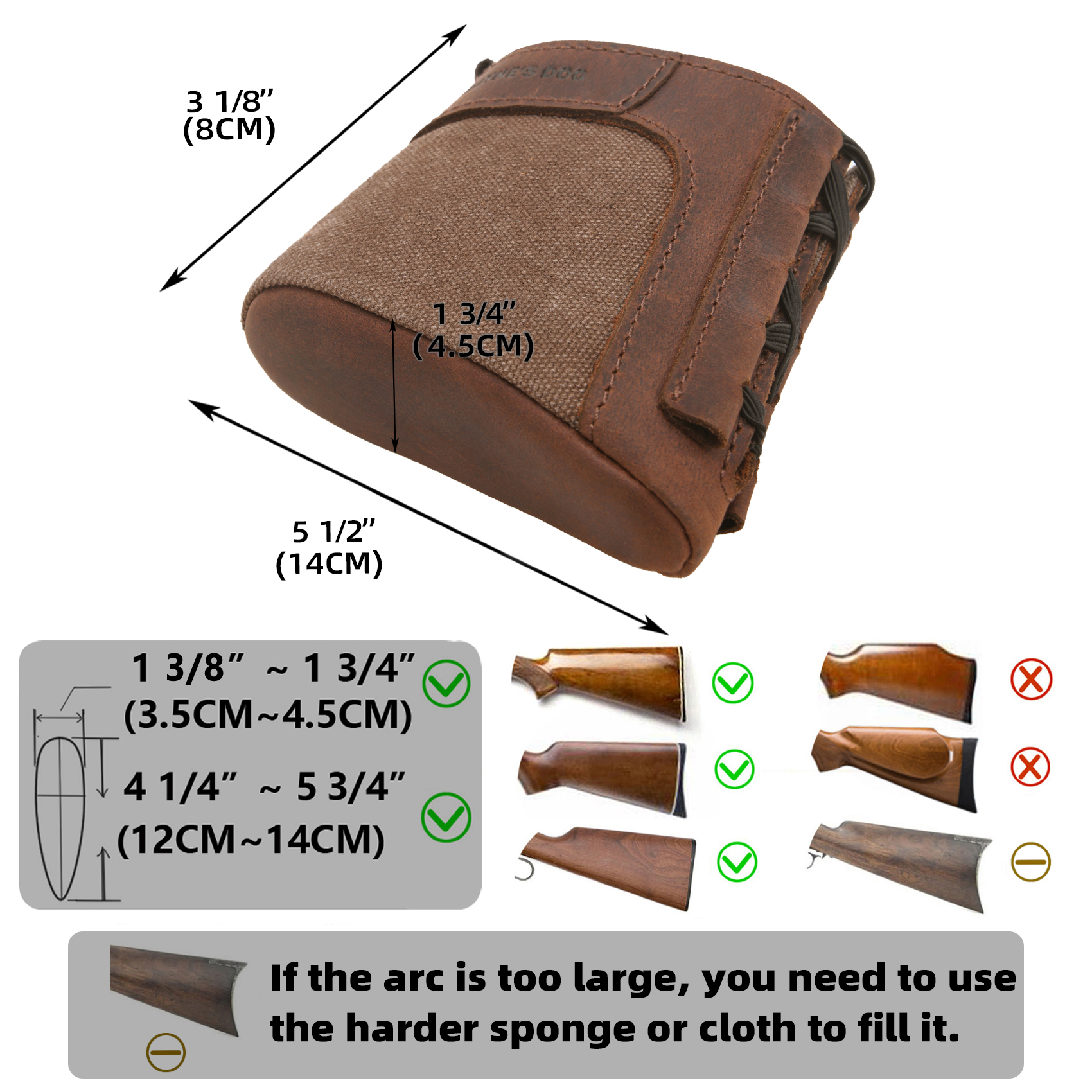 Slip On Recoil Pad for Shotgun Rifle, Cavans Leather Gun Buttstock