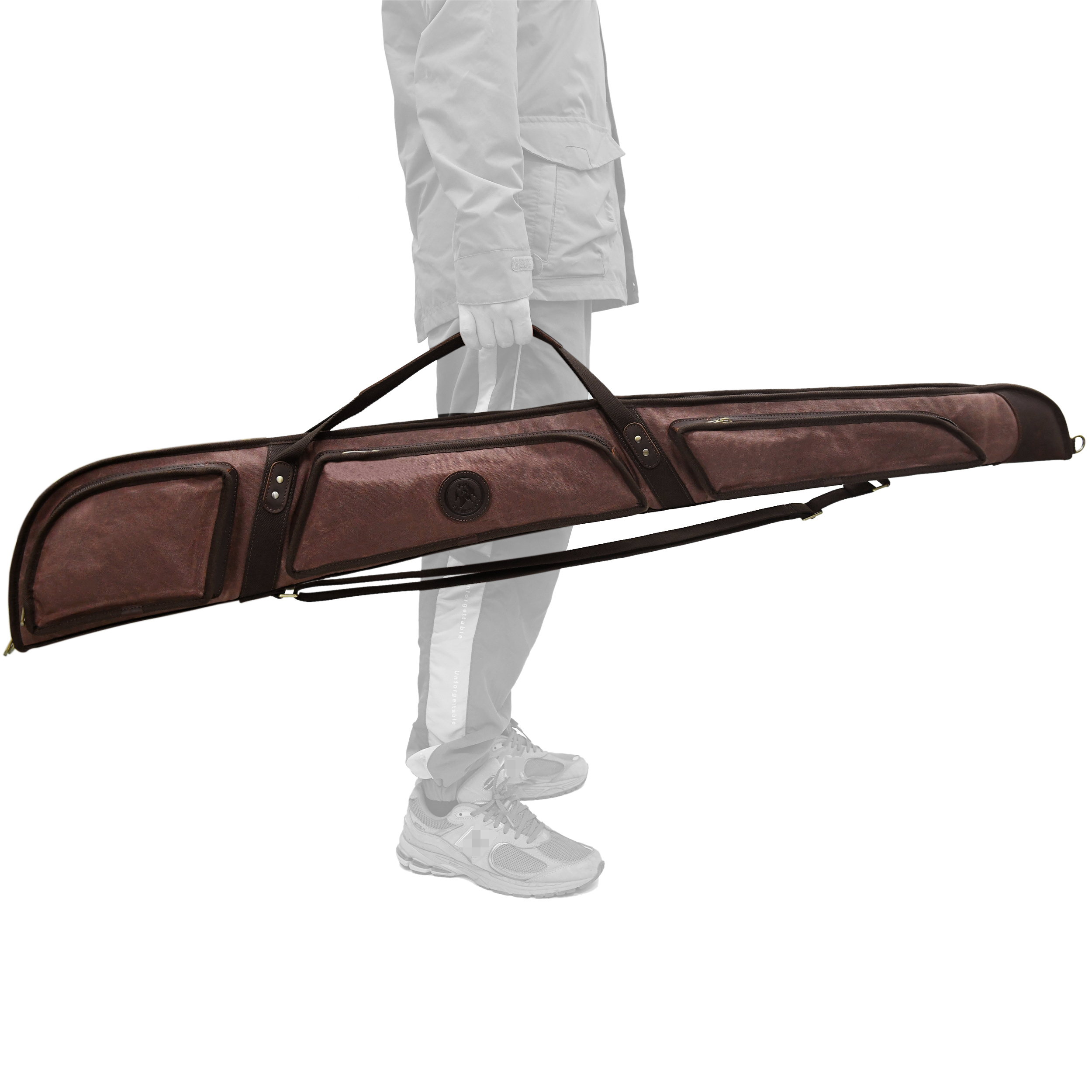 Gun Case for Scoped Rifle & Shotgun, Canvas Leather with Lambs Wool