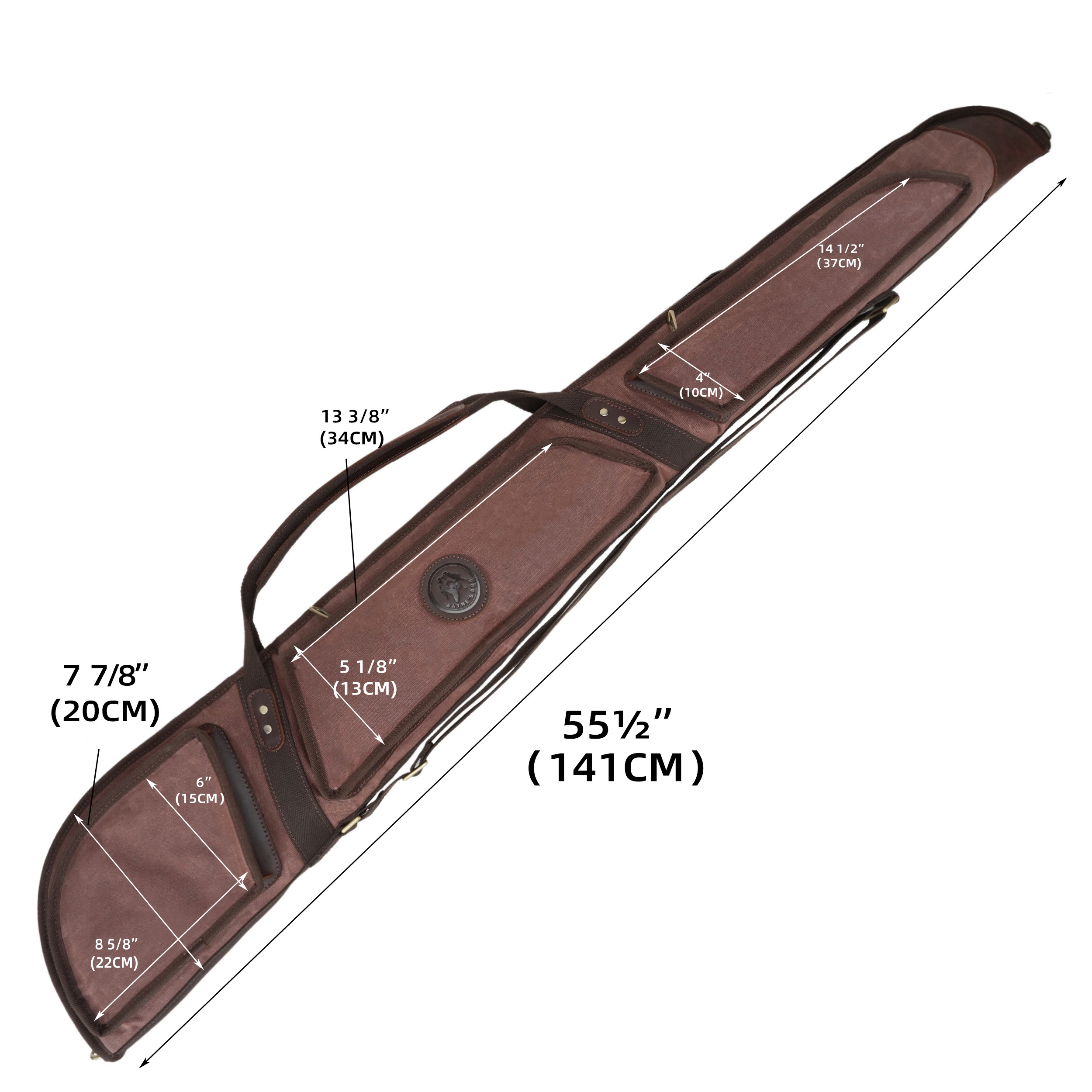 Gun Case for Scoped Rifle & Shotgun, Canvas Leather with Lambs Wool