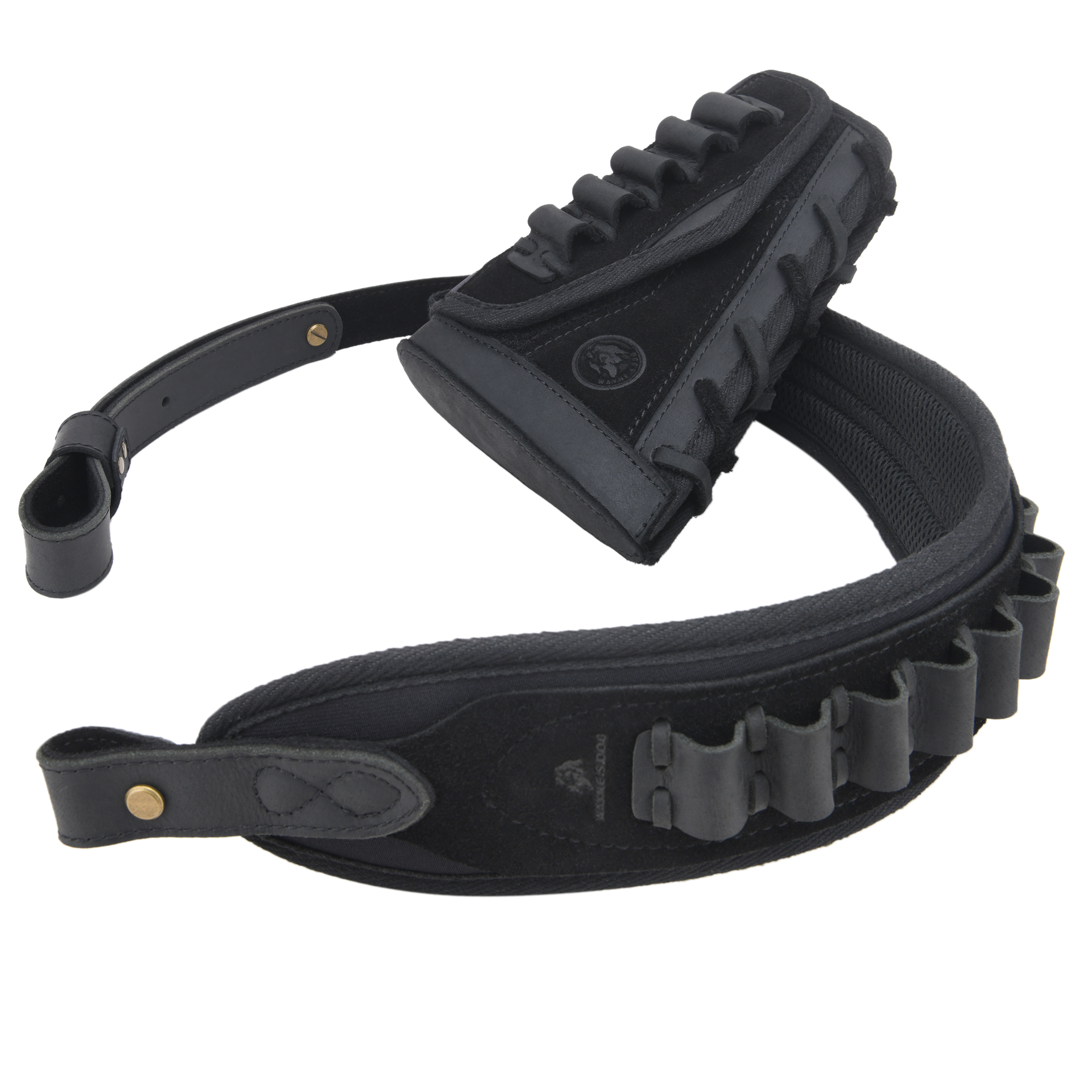 Leather Rifle Buttstock with Cartridge Sling for .357.45-70 .22LR 12GA