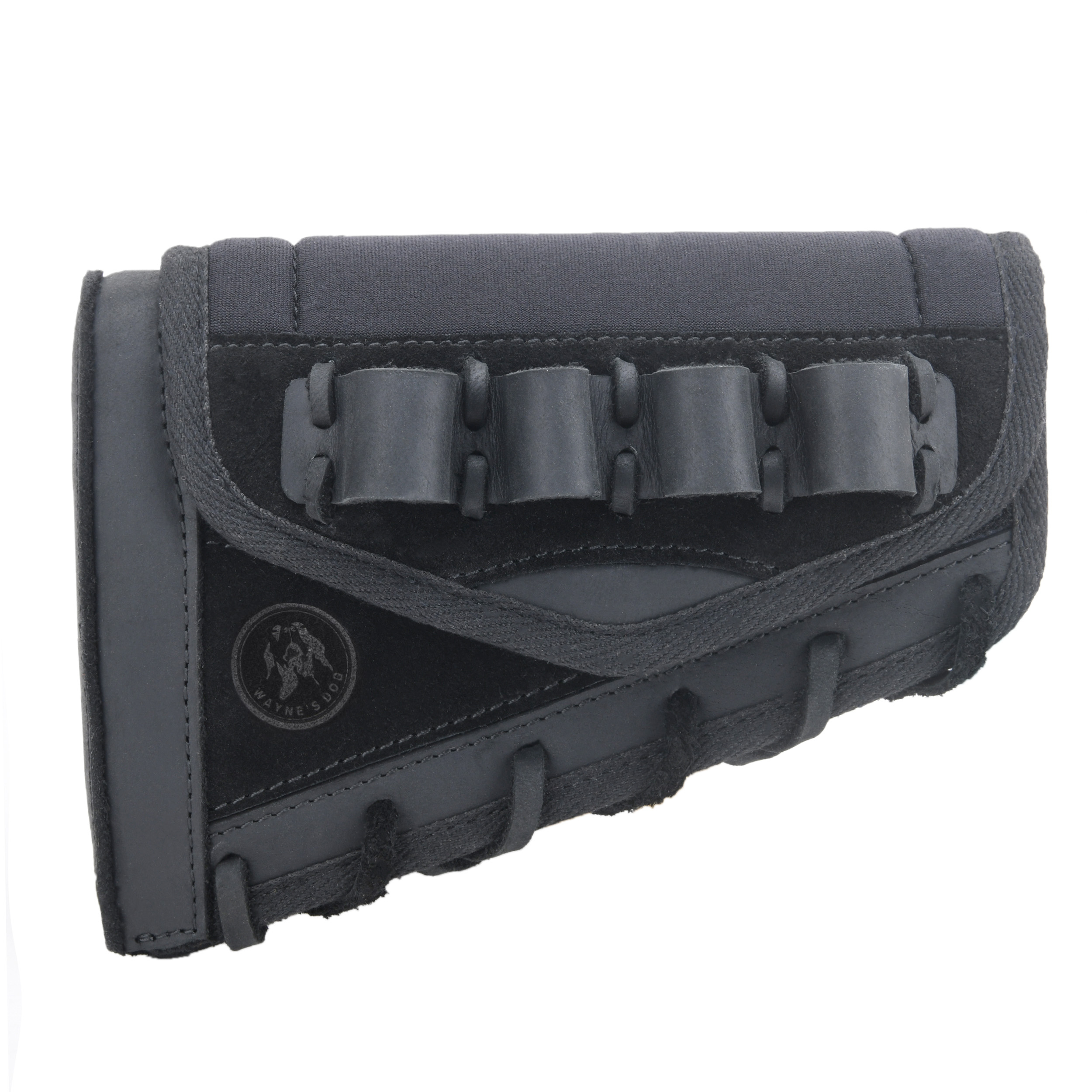 Leather Suede Buttstock Cheek Riser Pad with Rifle Shell Holder