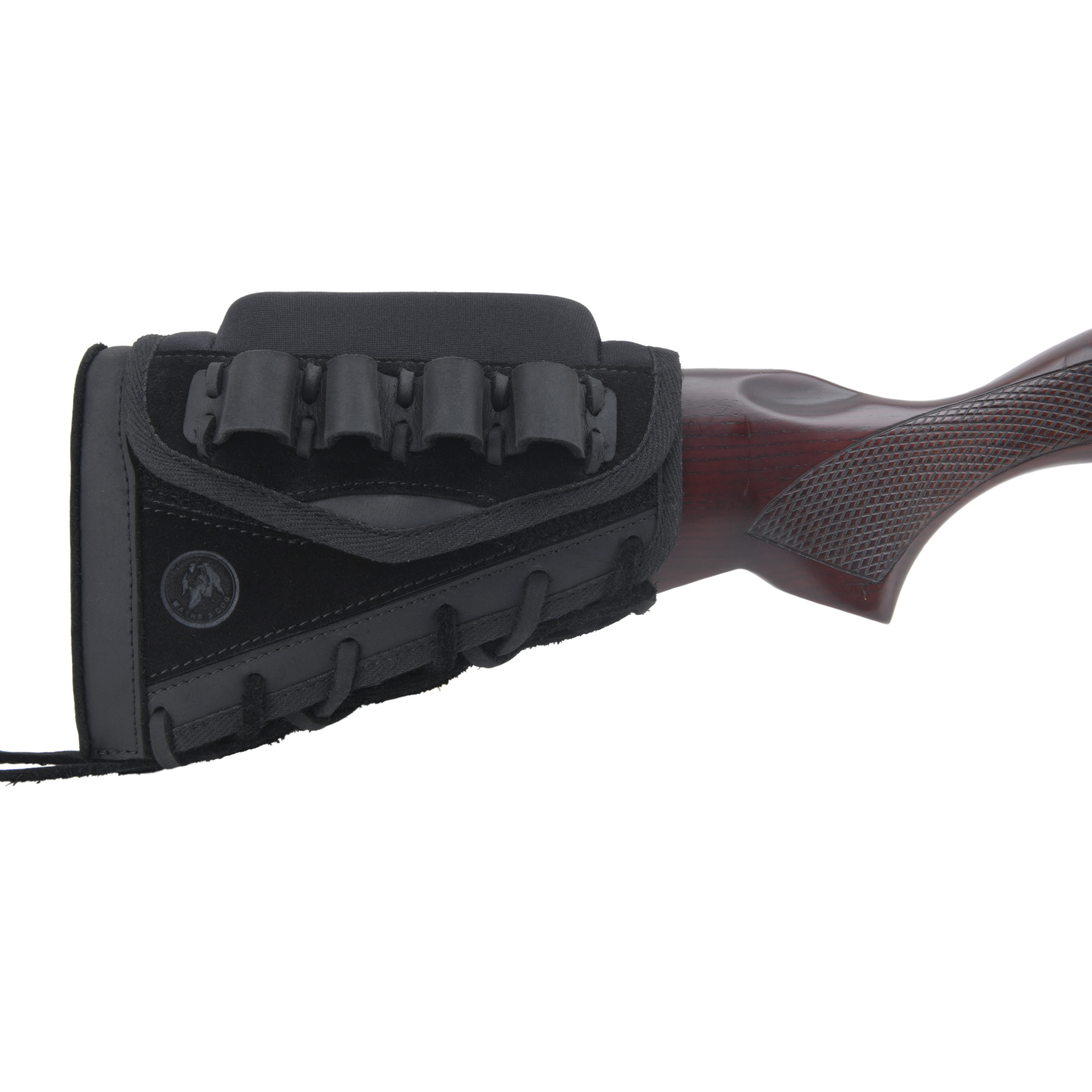 Leather Suede Buttstock Cheek Riser Pad with Rifle Shell Holder