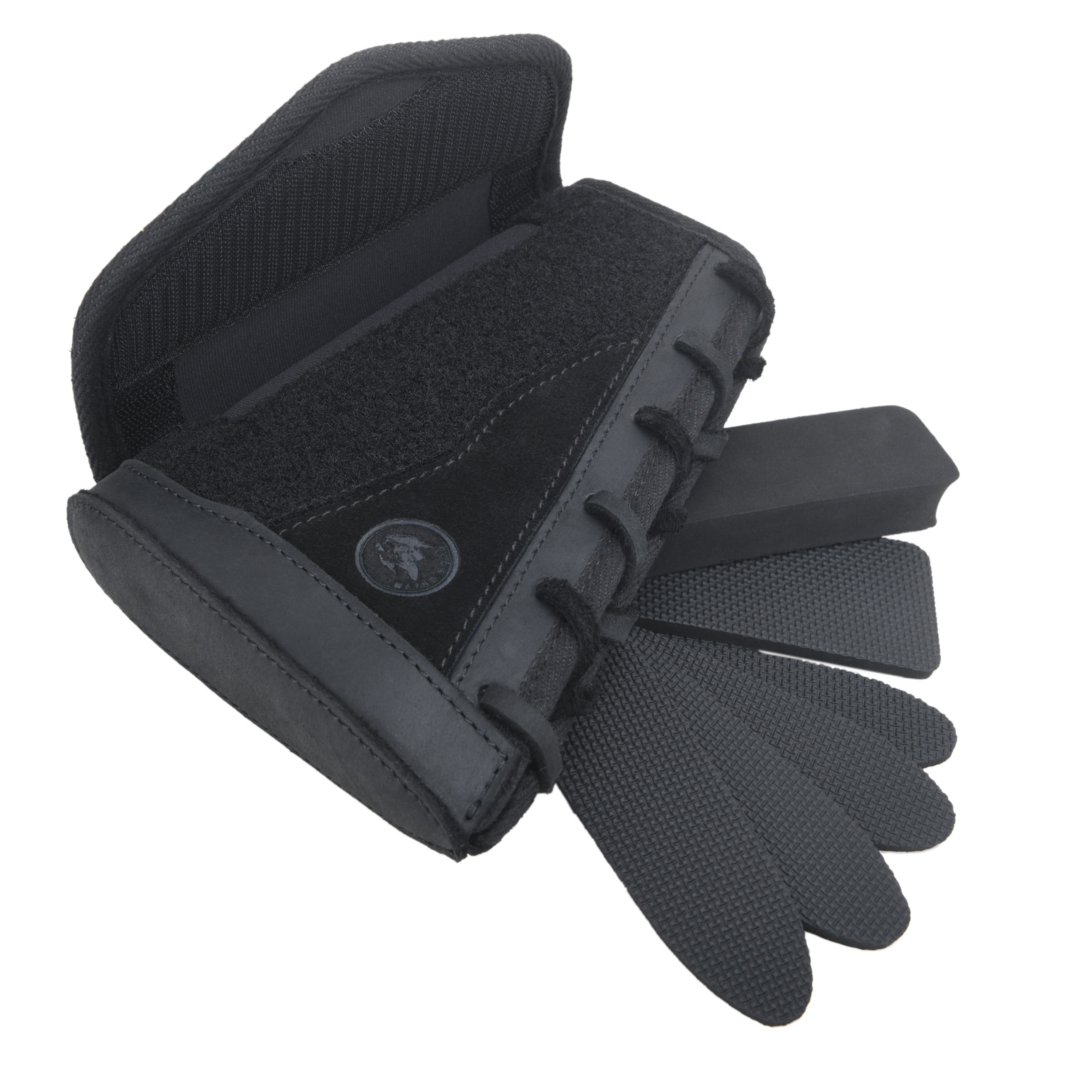 Leather Suede Buttstock Cheek Riser Pad with Rifle Shell Holder