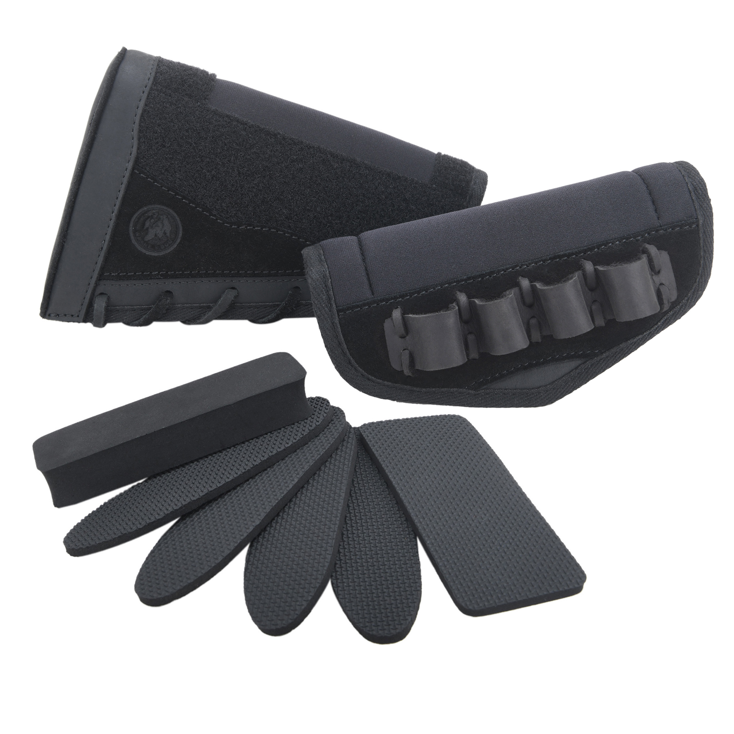 Leather Suede Buttstock Cheek Riser Pad with Rifle Shell Holder