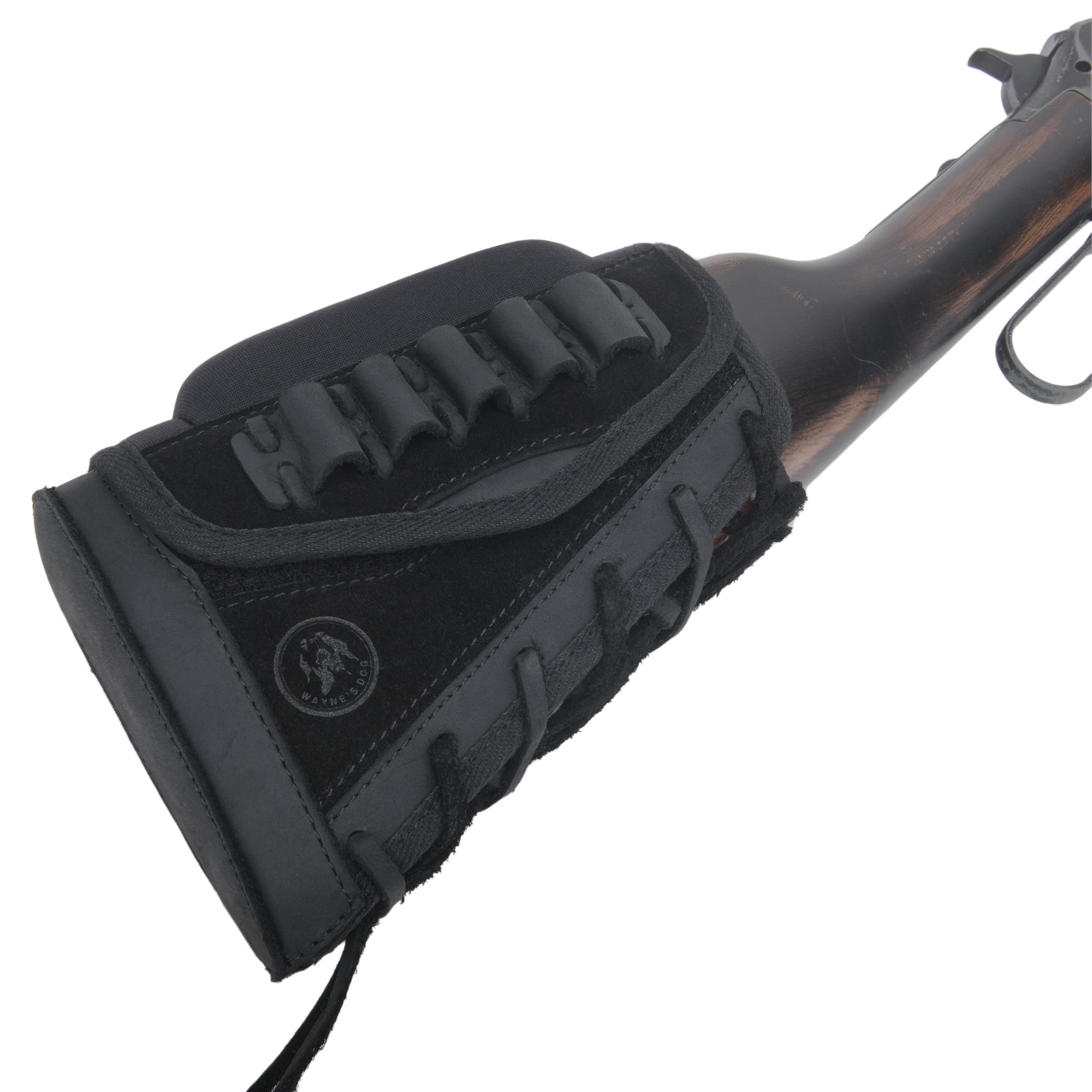 Leather Suede Buttstock Cheek Riser Pad with Rifle Shell Holder