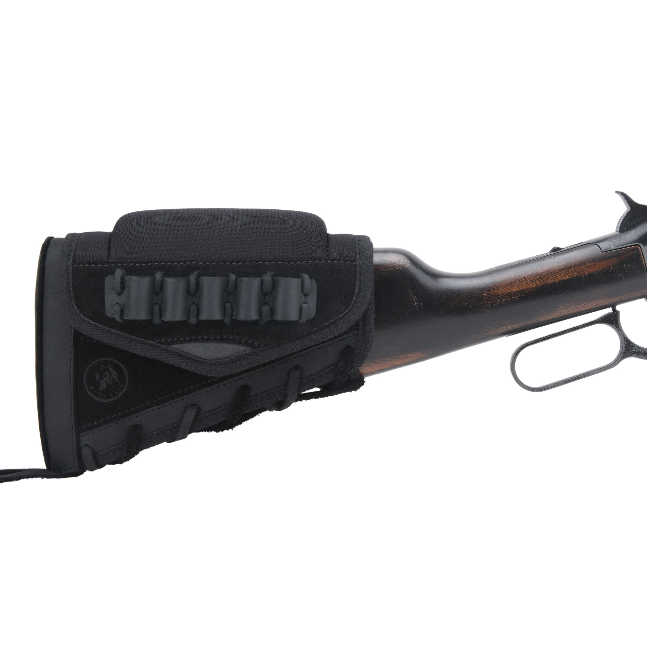 Leather Suede Buttstock Cheek Riser Pad with Rifle Shell Holder