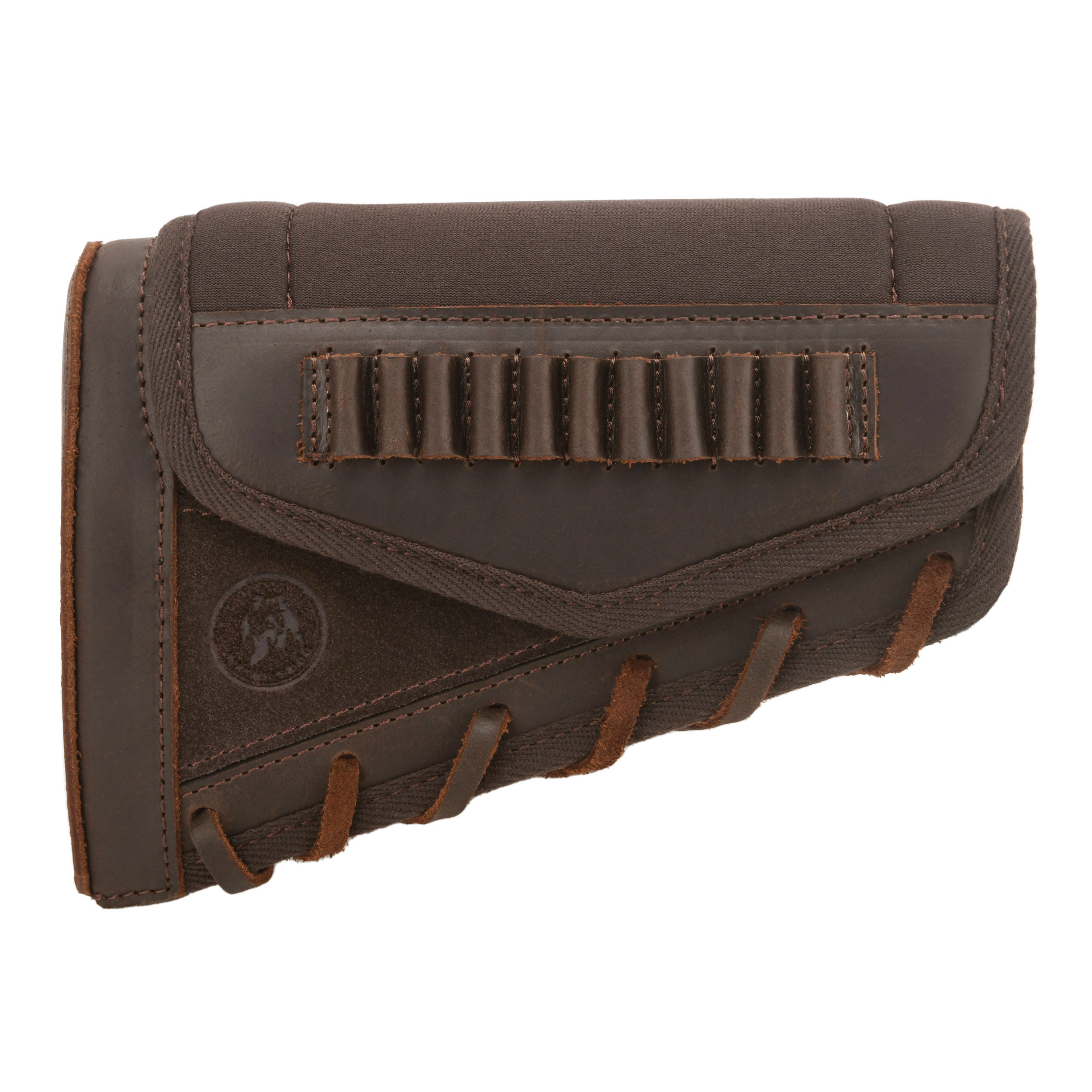 Leather Suede Buttstock Cheek Riser Pad with Rifle Shell Holder