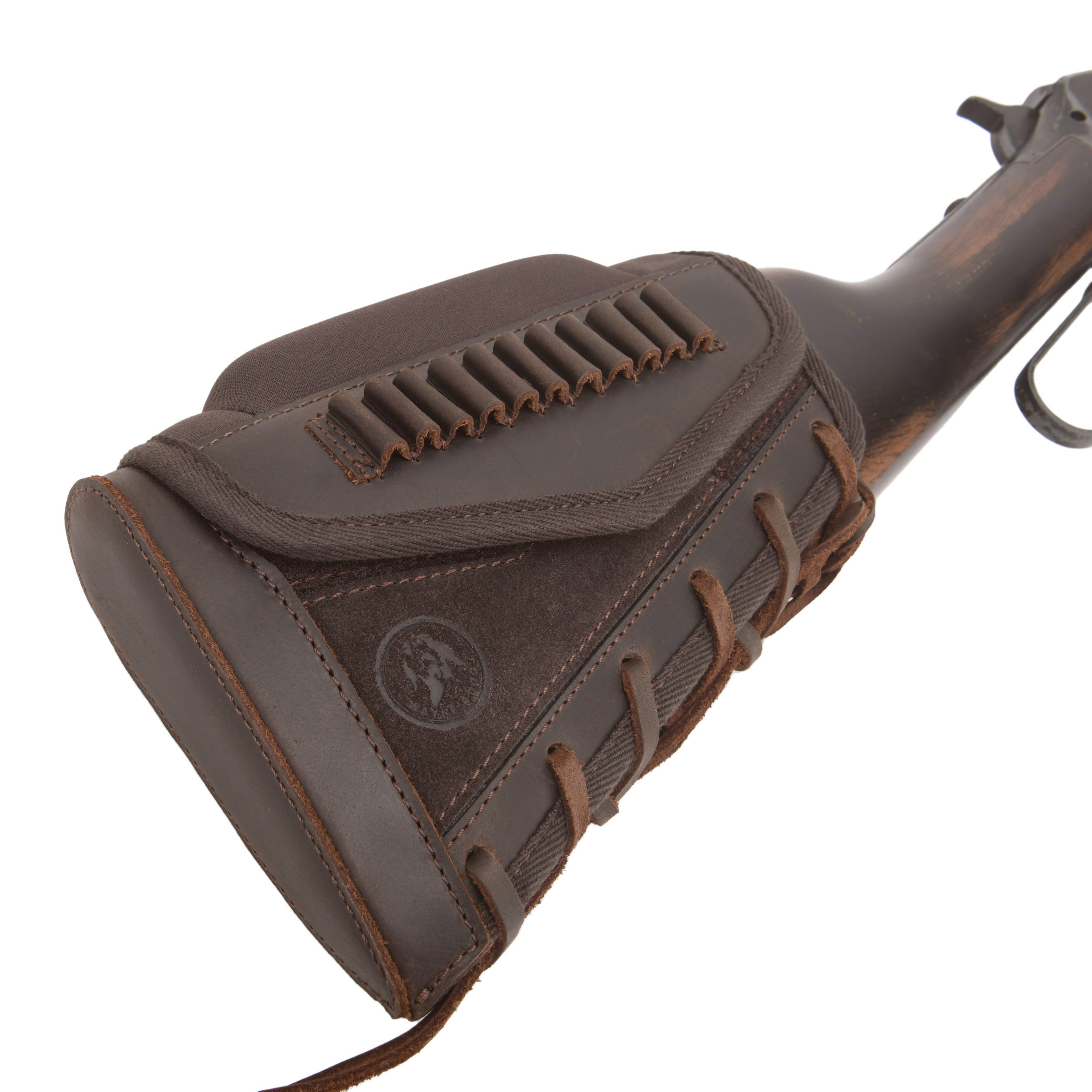 Leather Suede Buttstock Cheek Riser Pad with Rifle Shell Holder