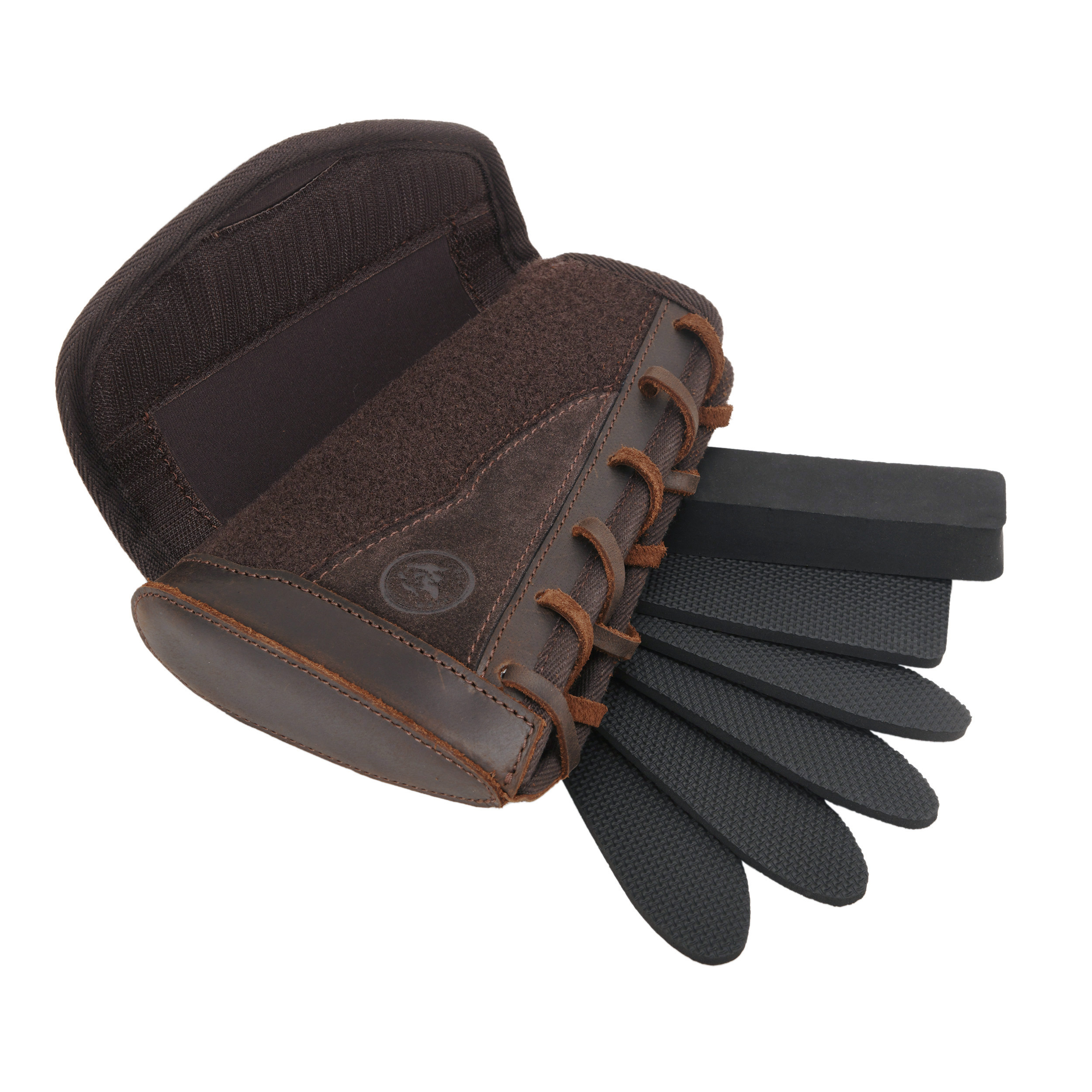 Leather Suede Buttstock Cheek Riser Pad with Rifle Shell Holder