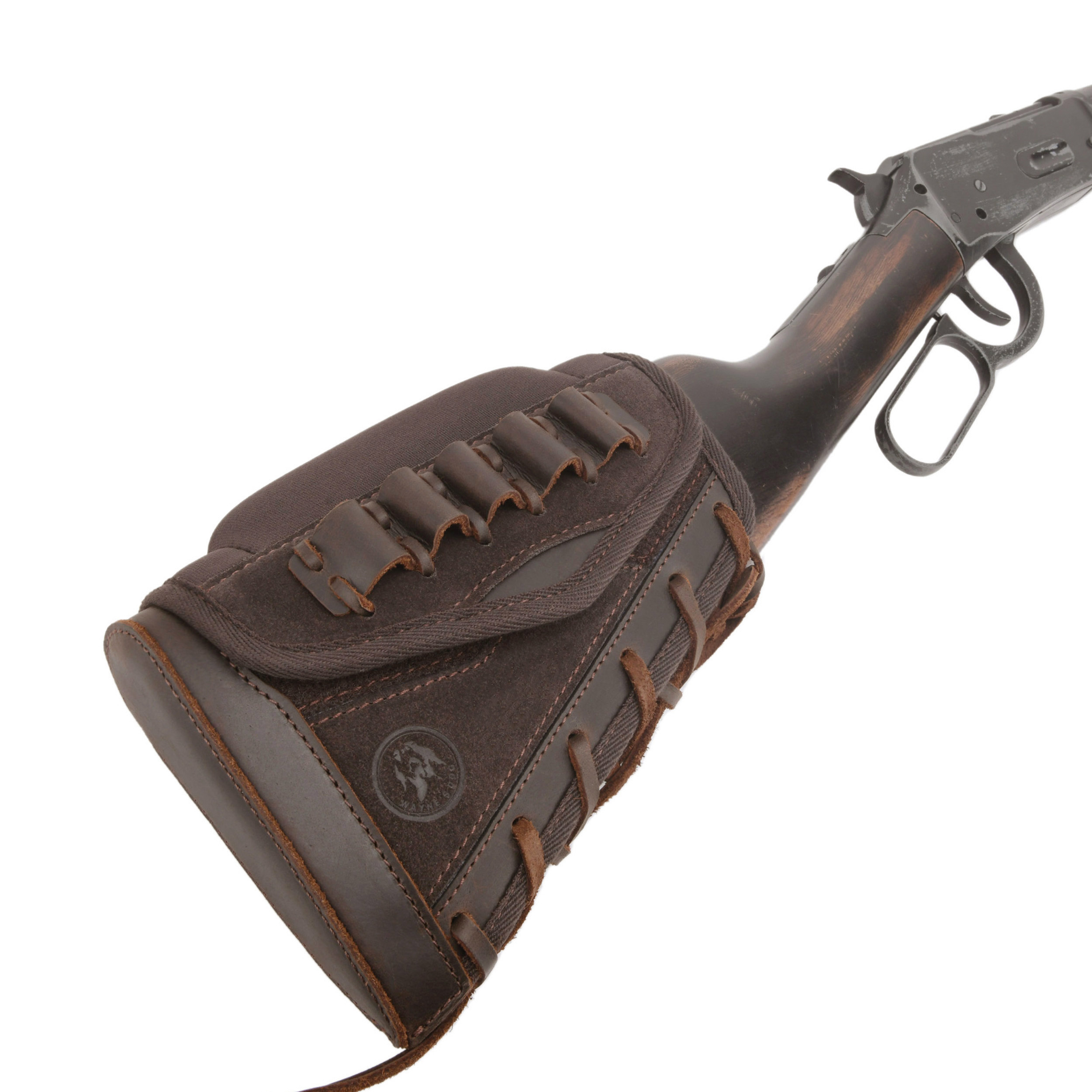 Leather Suede Buttstock Cheek Riser Pad with Rifle Shell Holder