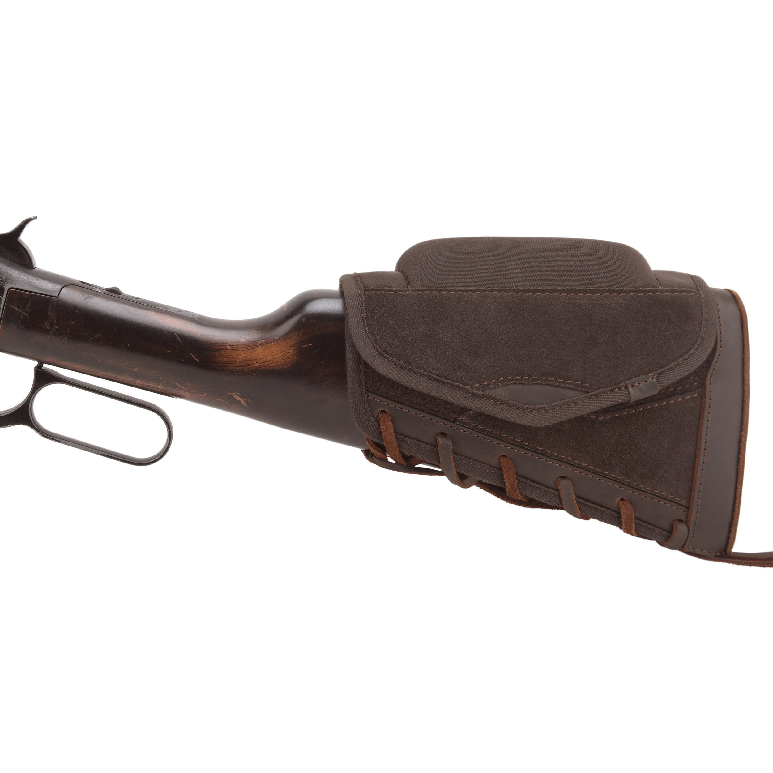 Leather Suede Buttstock Cheek Riser Pad with Rifle Shell Holder