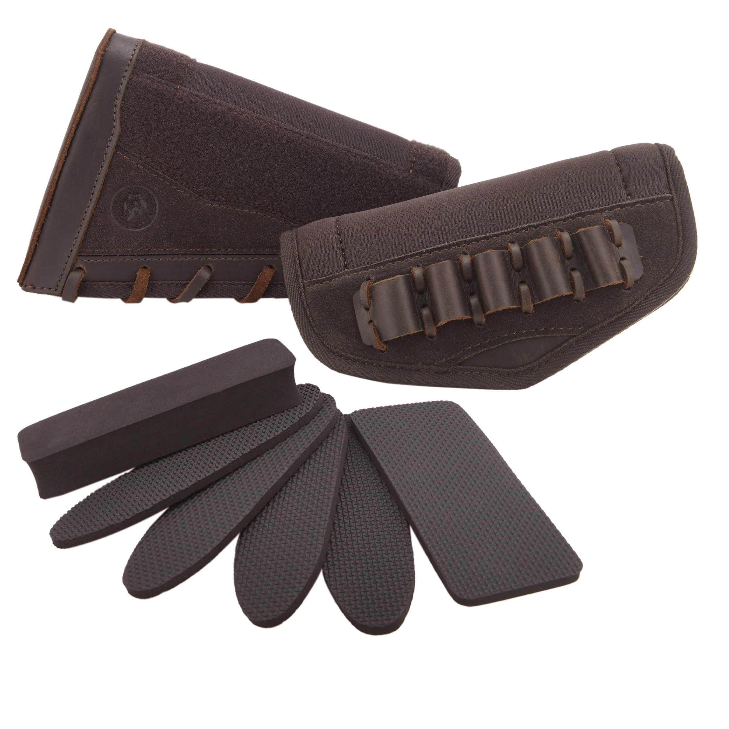 Leather Suede Buttstock Cheek Riser Pad with Rifle Shell Holder