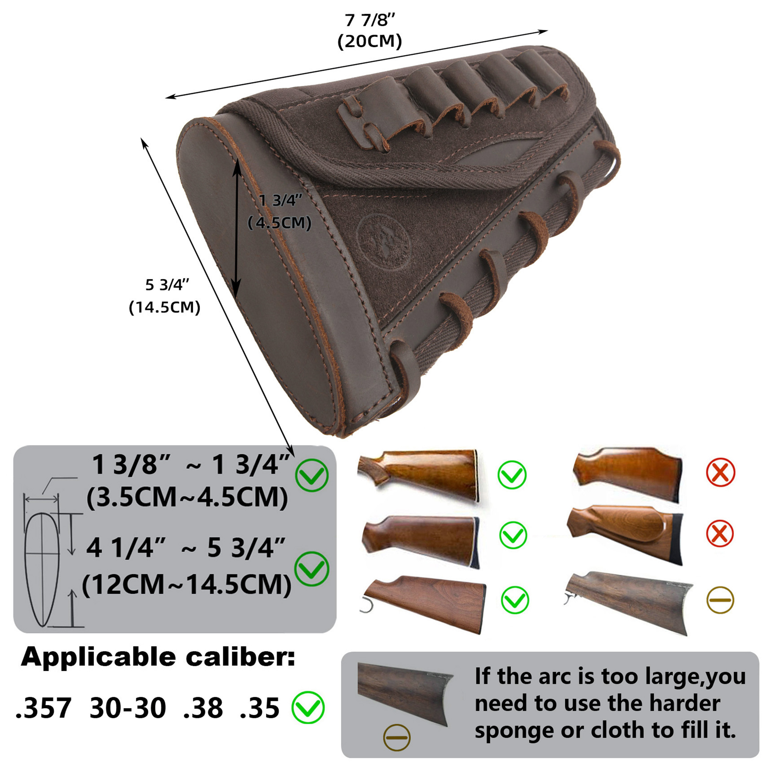 Leather Rifle Buttstock with Cartridge Sling for .357.45-70 .22LR 12GA