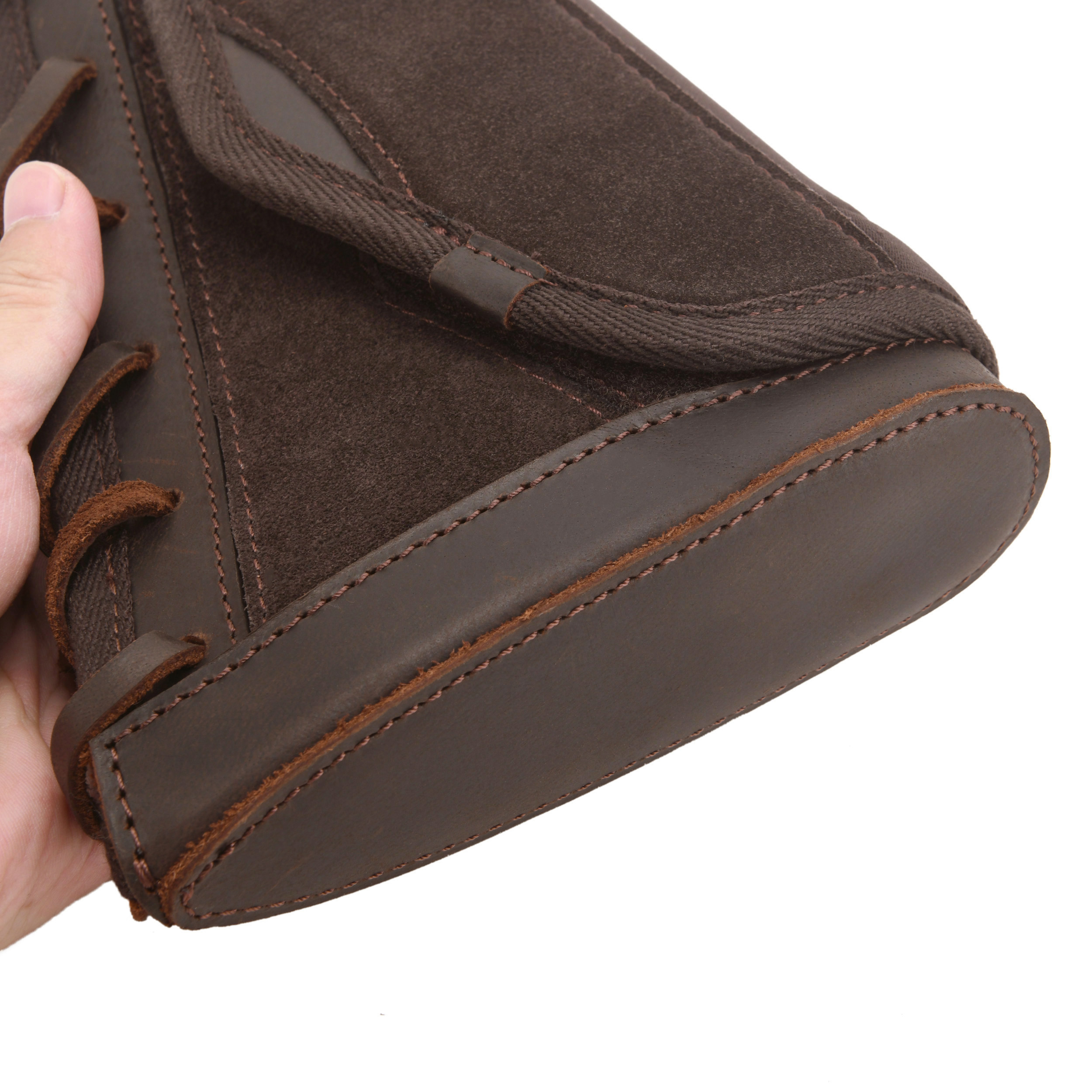 Leather Suede Buttstock Cheek Riser Pad with Rifle Shell Holder