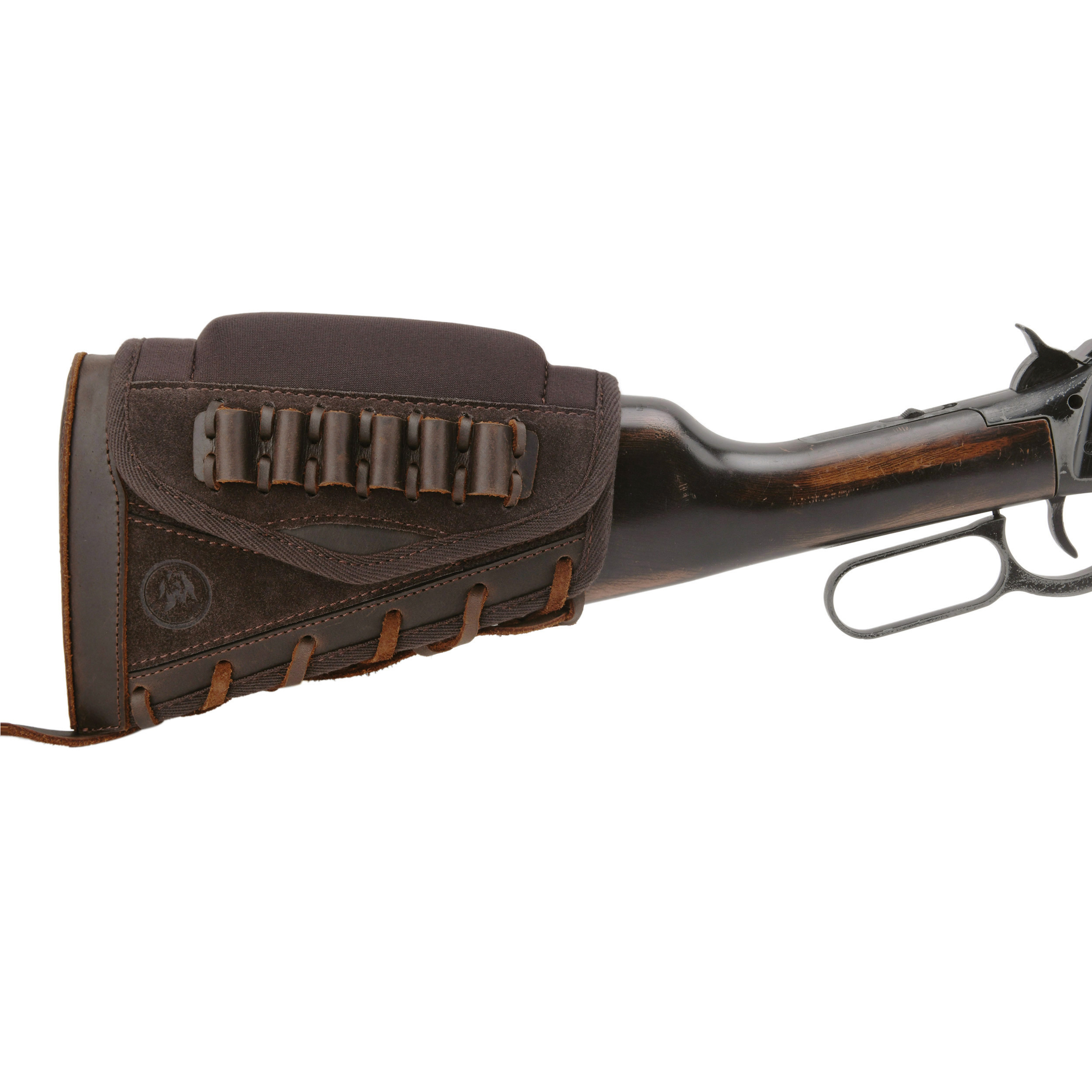 Leather Suede Buttstock Cheek Riser Pad with Rifle Shell Holder