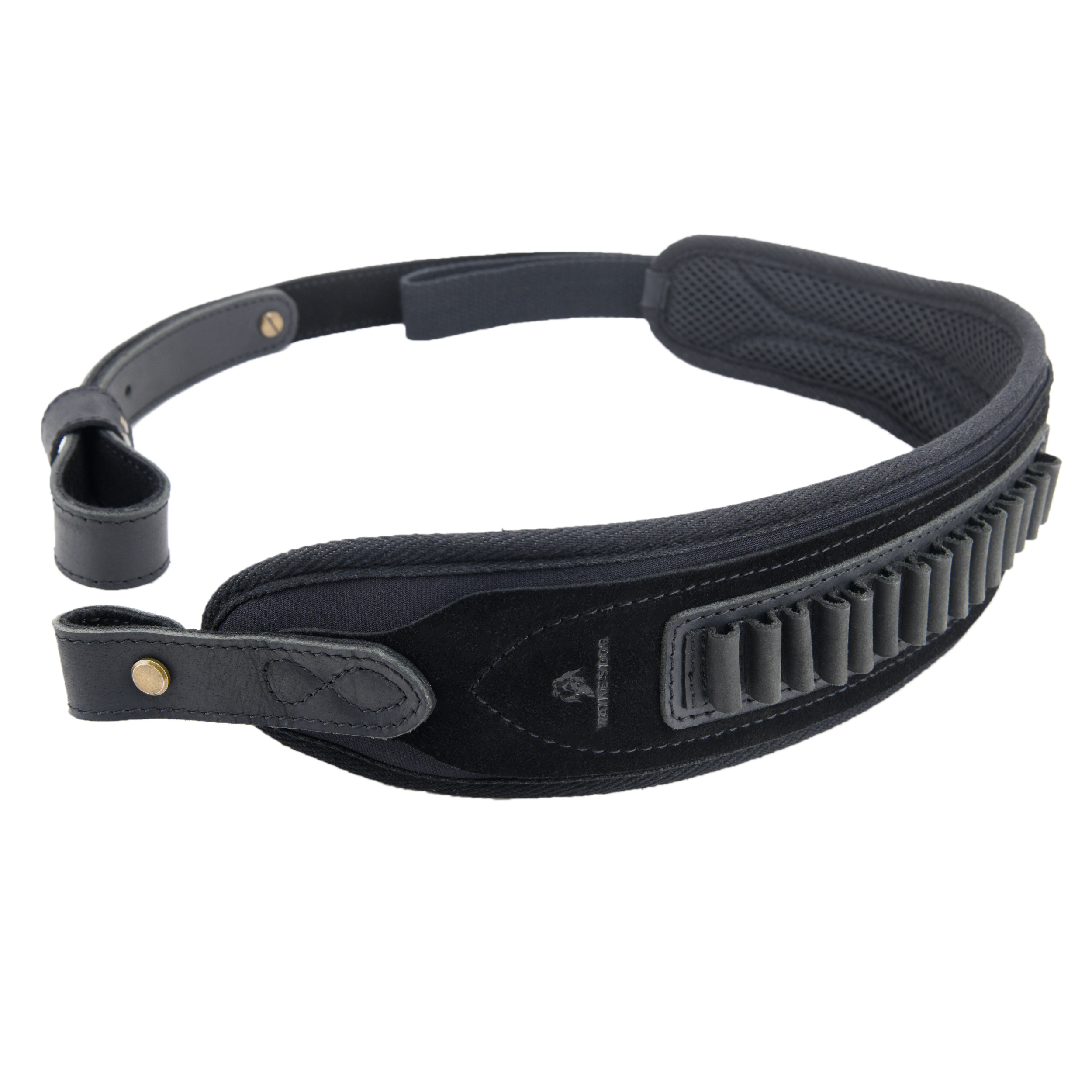 Rifle Shoulder Strap with shell slot, Leather Ammo Shell Holder Sling