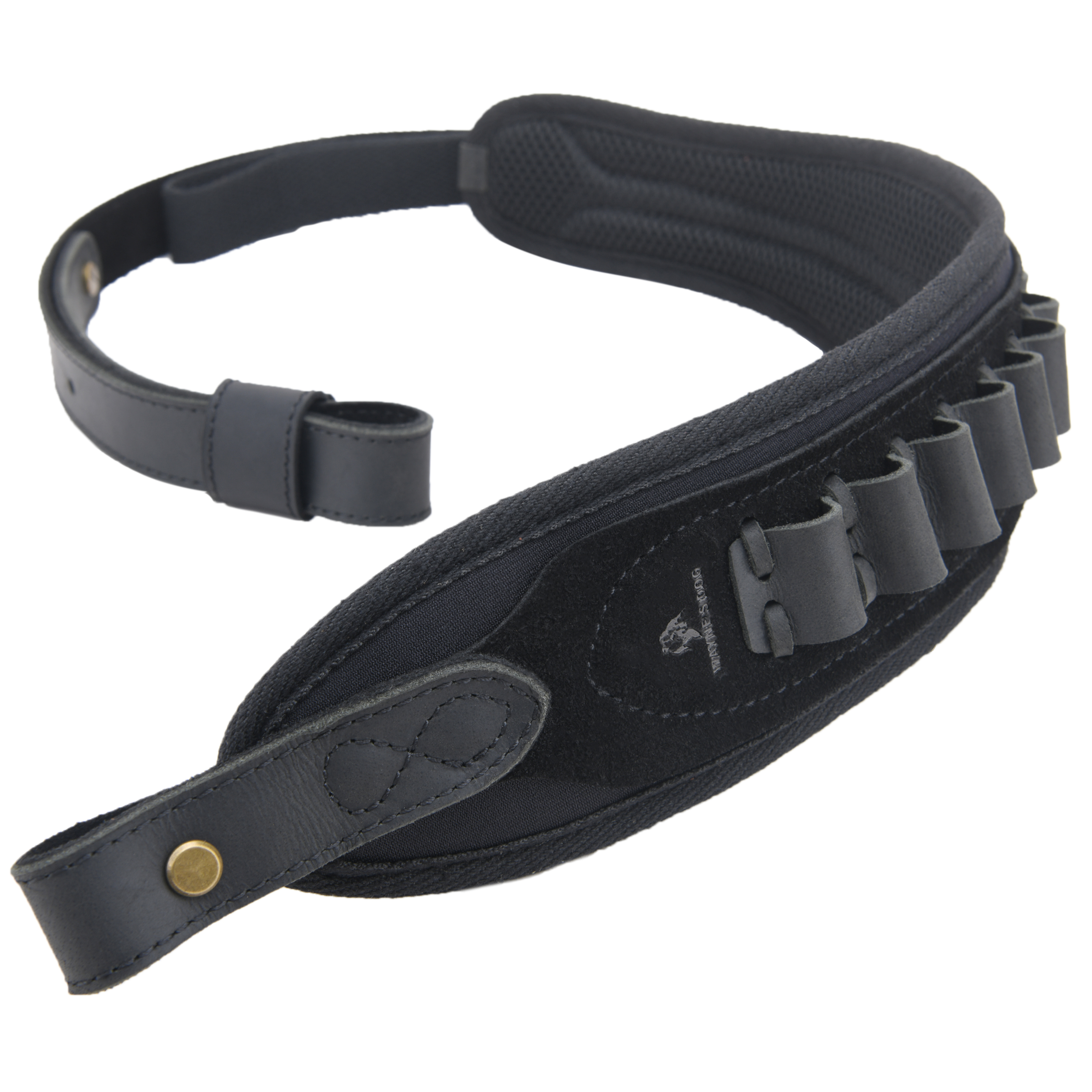 Rifle Shoulder Strap with shell slot, Leather Ammo Shell Holder Sling