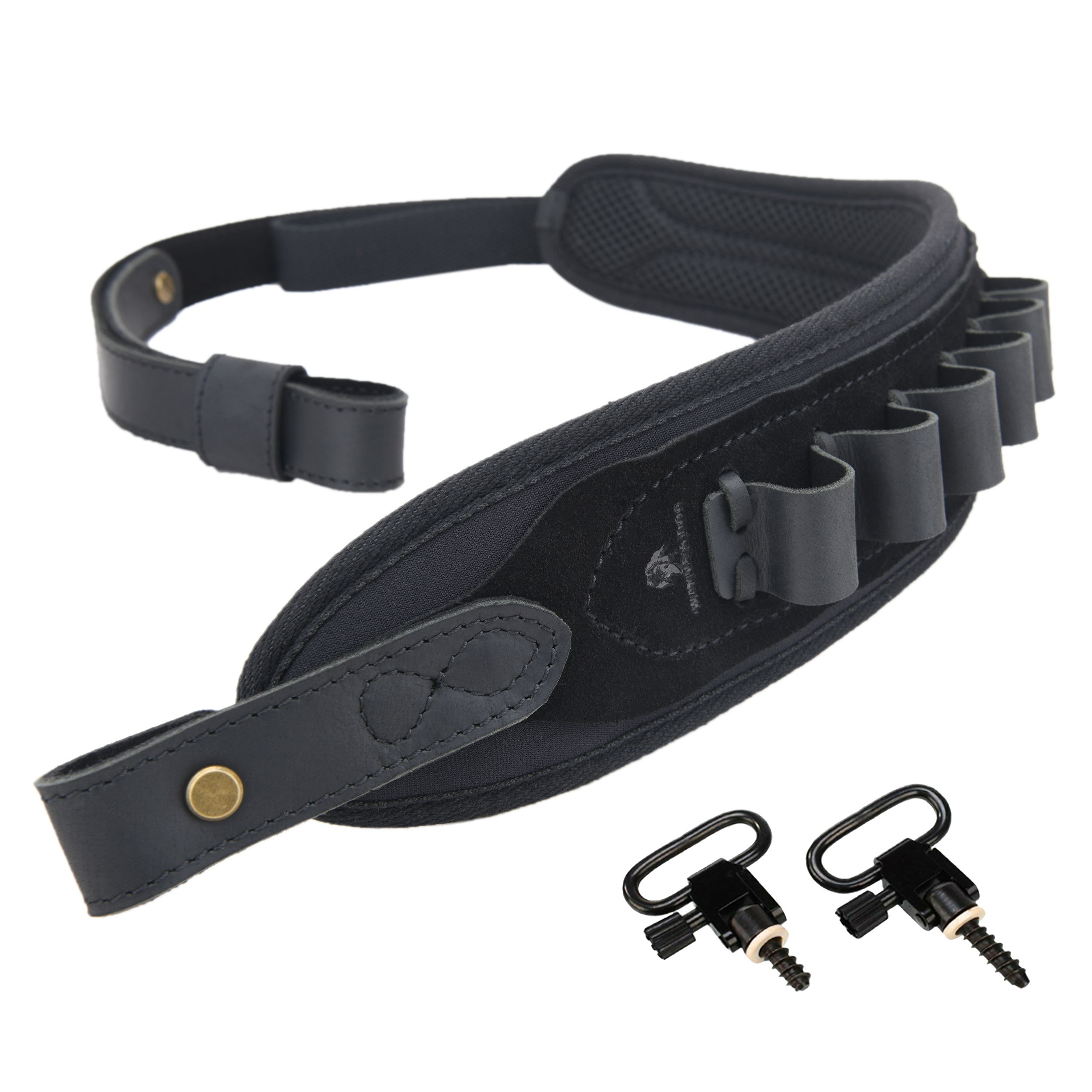 Rifle Shoulder Strap with shell slot, Leather Ammo Shell Holder Sling