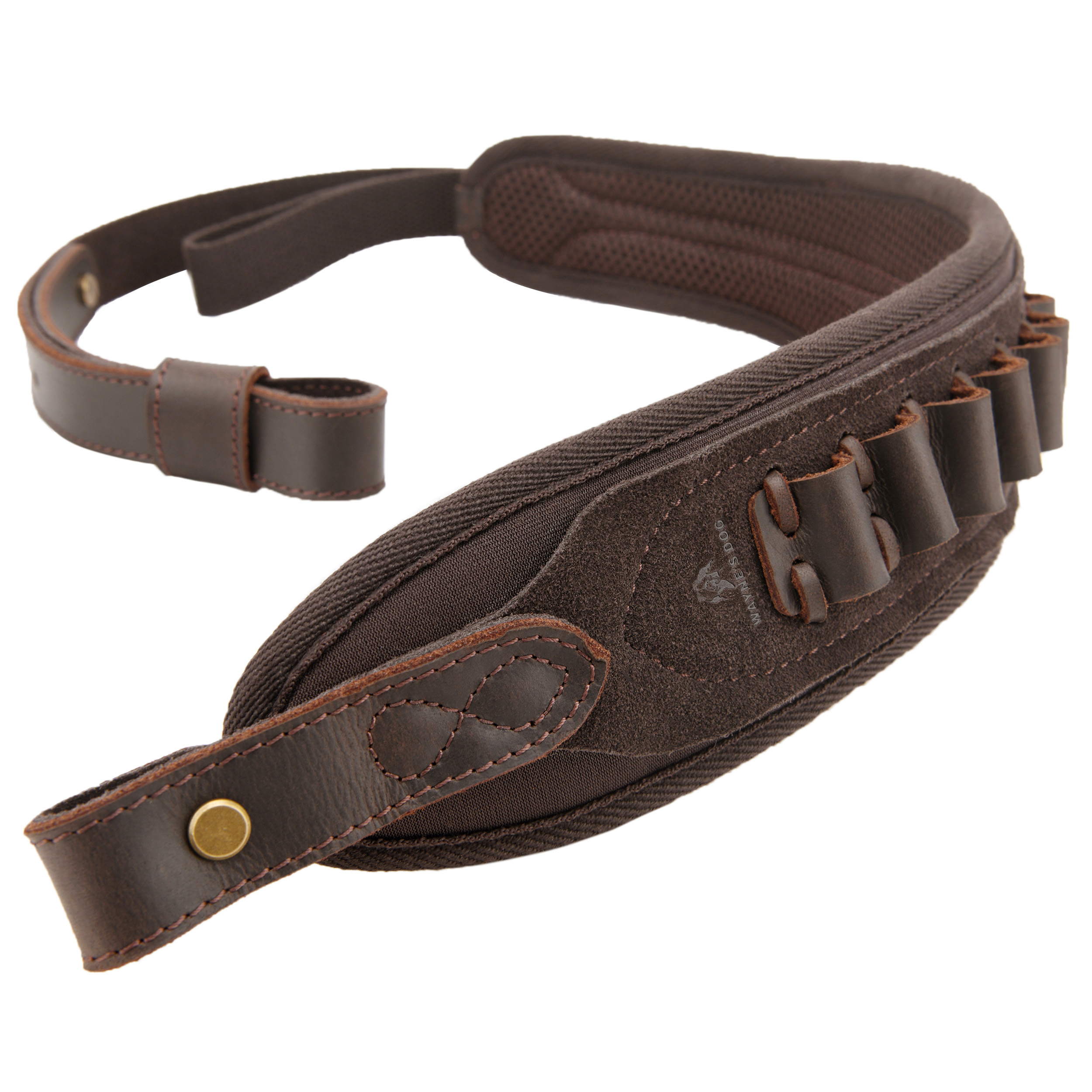 Rifle Shoulder Strap with shell slot, Leather Ammo Shell Holder Sling
