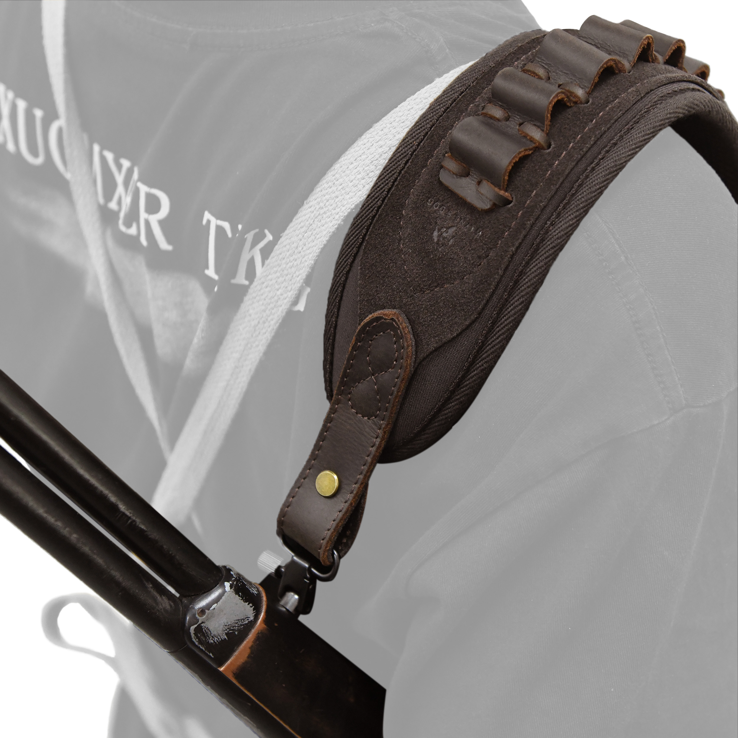 Rifle Shoulder Strap with shell slot, Leather Ammo Shell Holder Sling