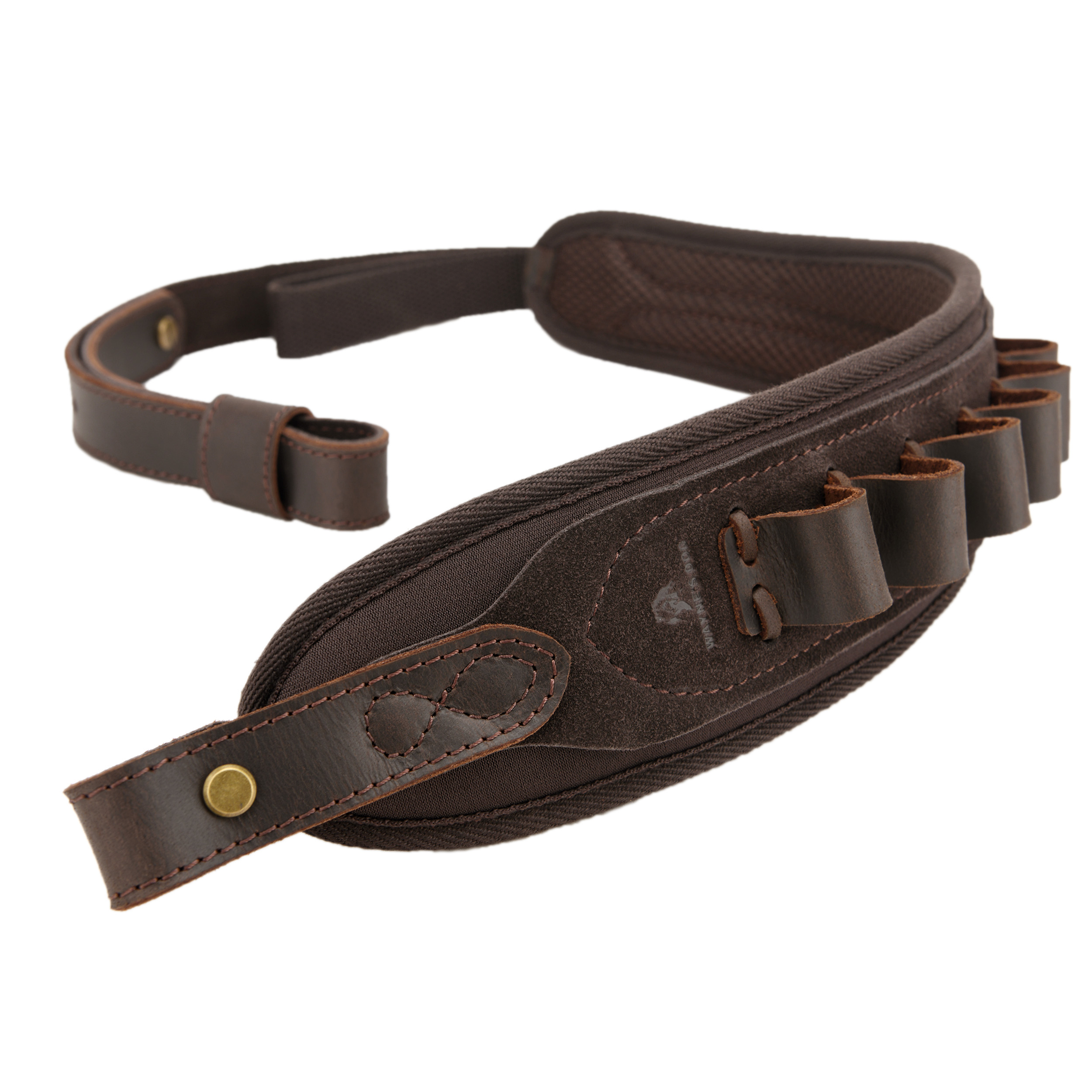 Rifle Shoulder Strap with shell slot, Leather Ammo Shell Holder Sling