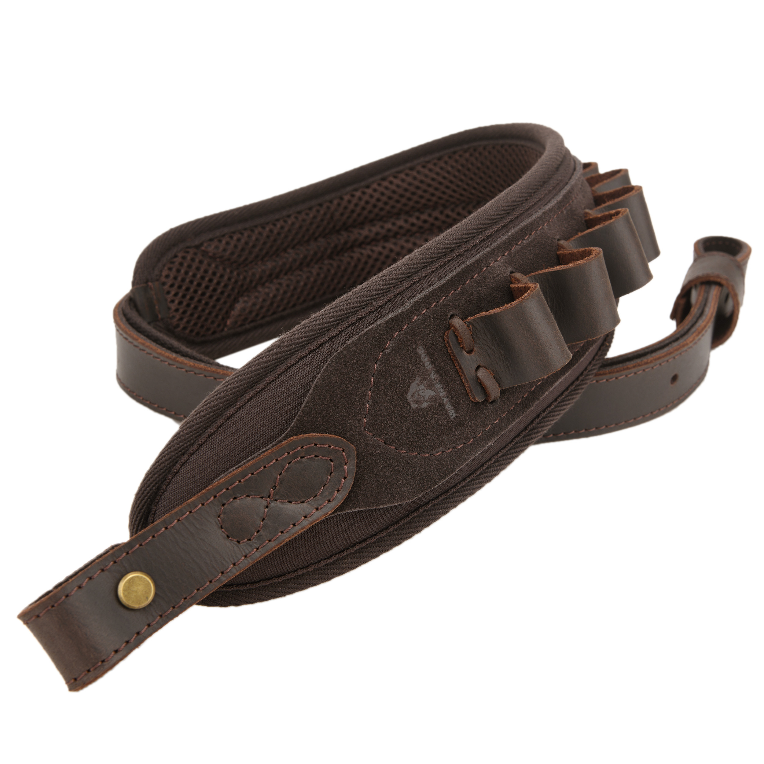 Rifle Shoulder Strap with shell slot, Leather Ammo Shell Holder Sling