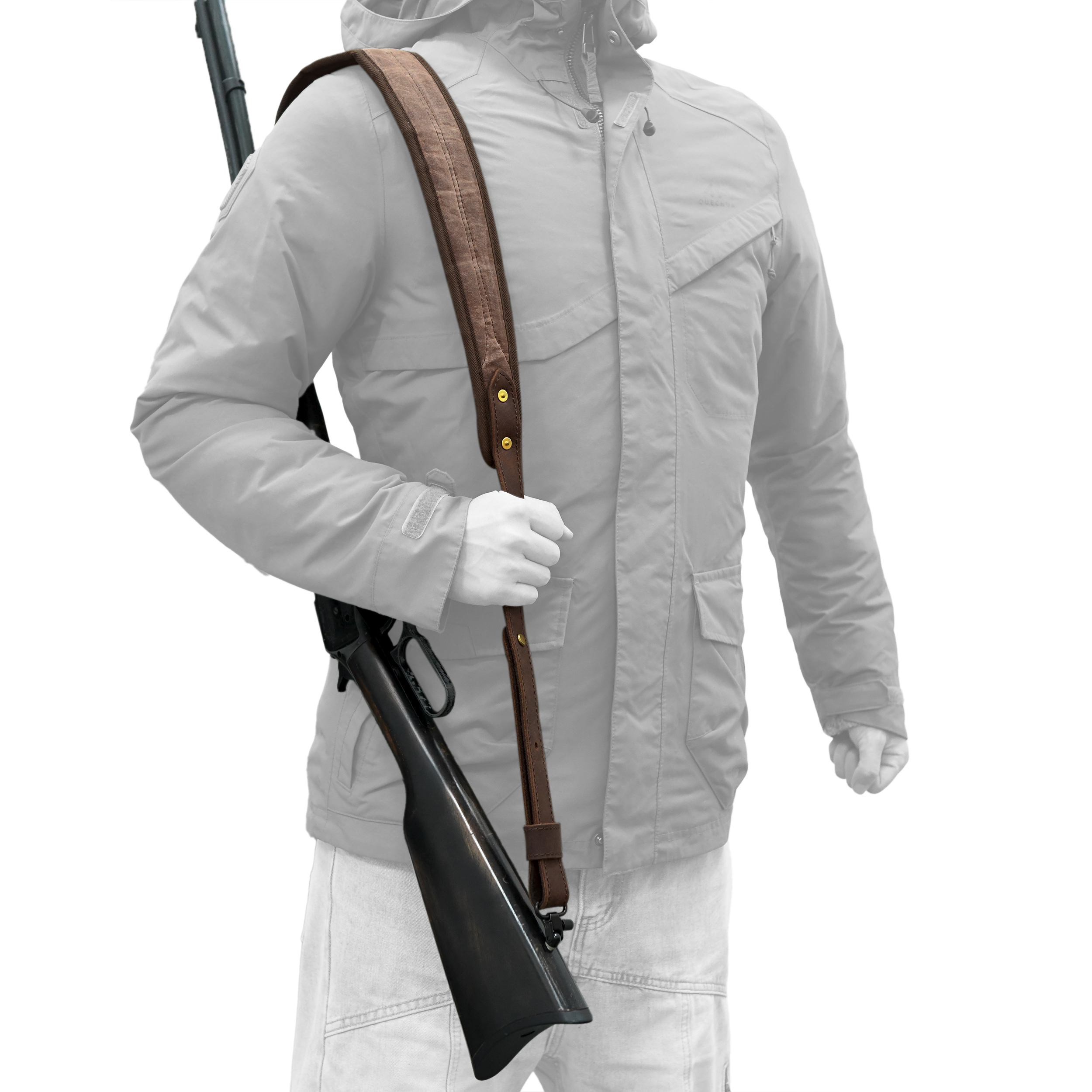 Canvas Leather Rifle Sling with Swivels Hunting Shooting Gun Straps