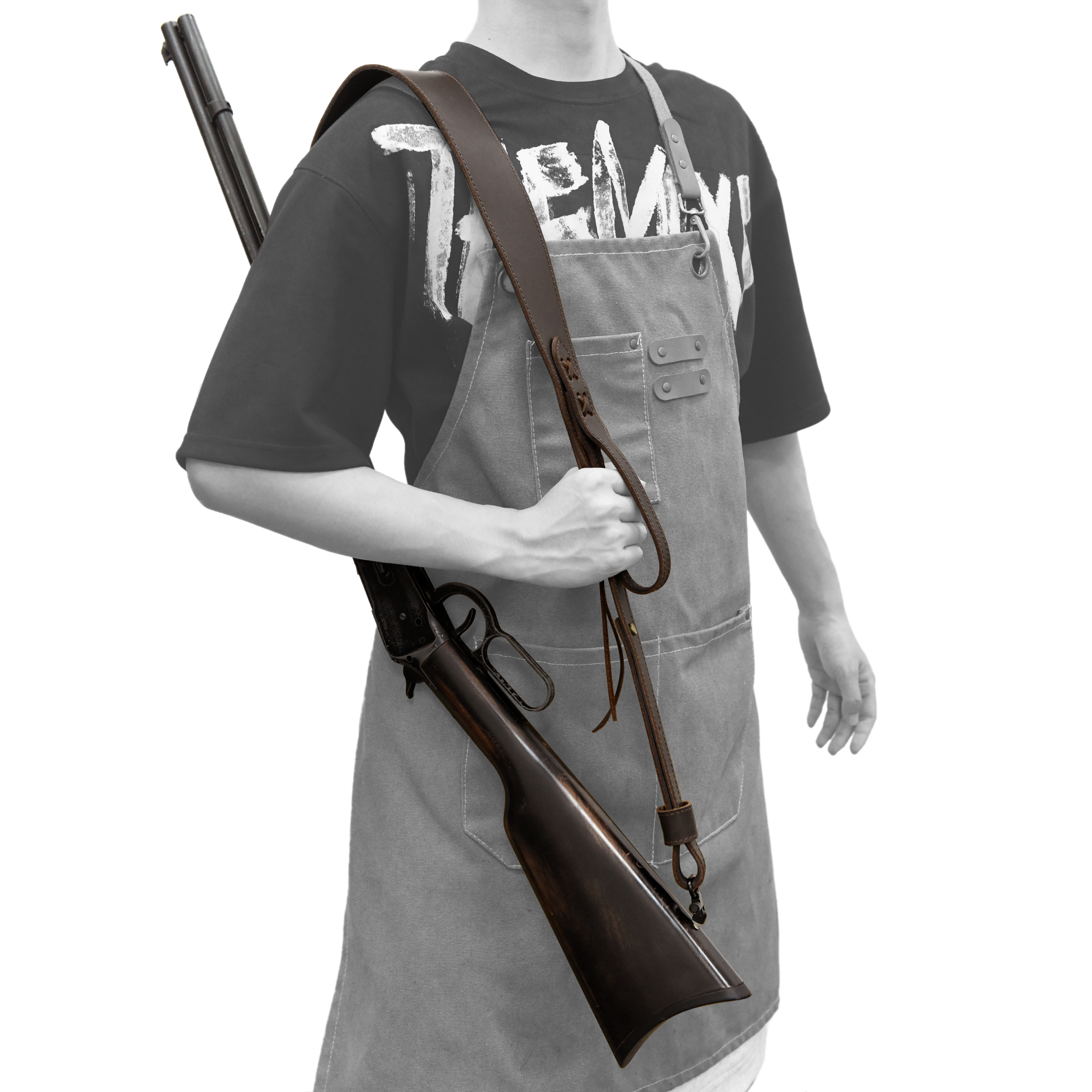 Wayne's dog Leather Suede Gun Sling Adjustable Hunting Rifle Strap