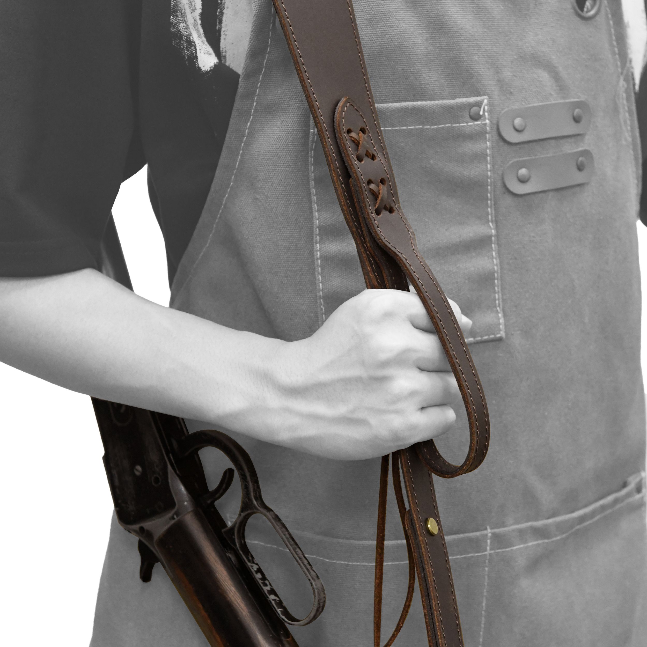 Wayne's dog Leather Suede Gun Sling Adjustable Hunting Rifle Strap