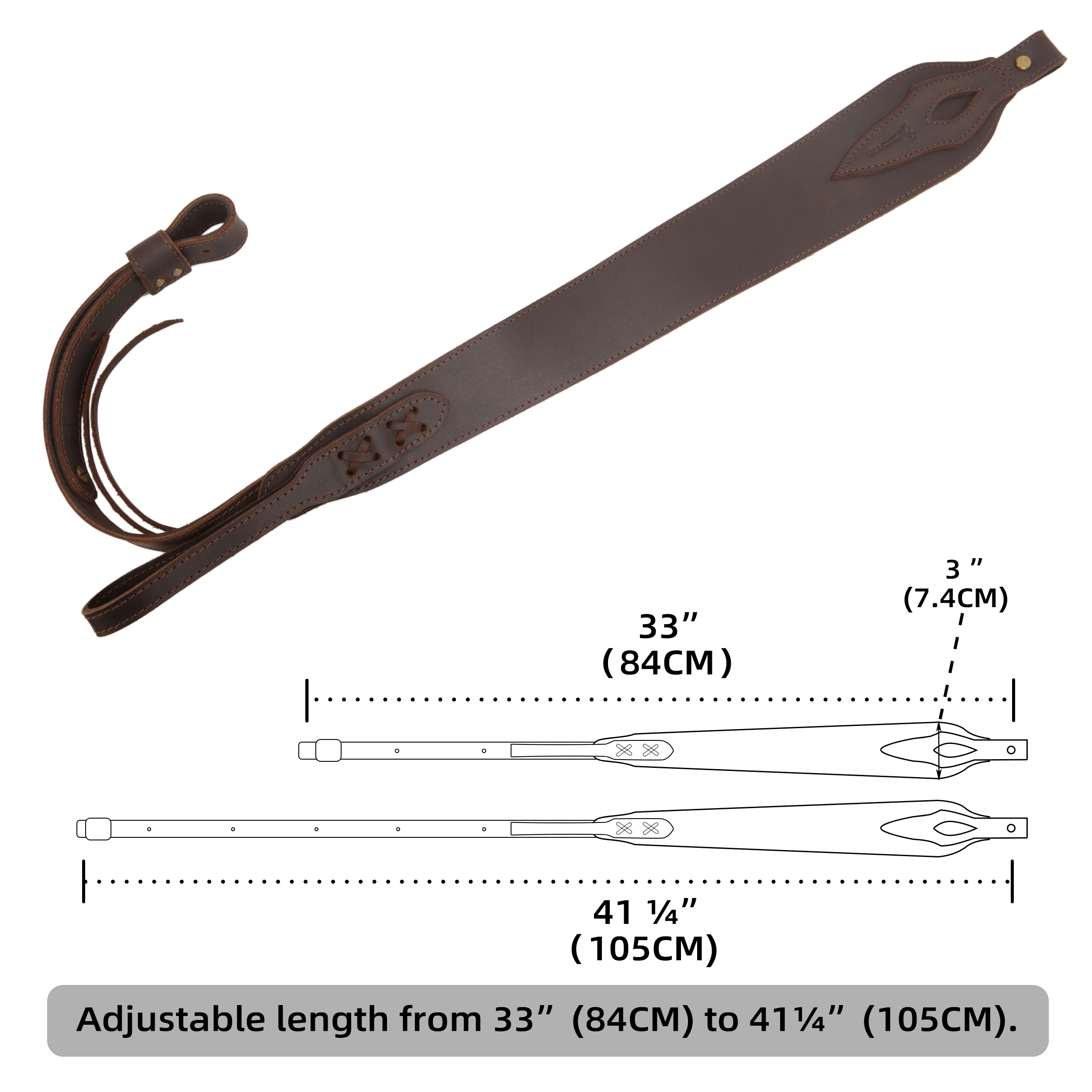 Wayne's dog Leather Suede Gun Sling Adjustable Hunting Rifle Strap