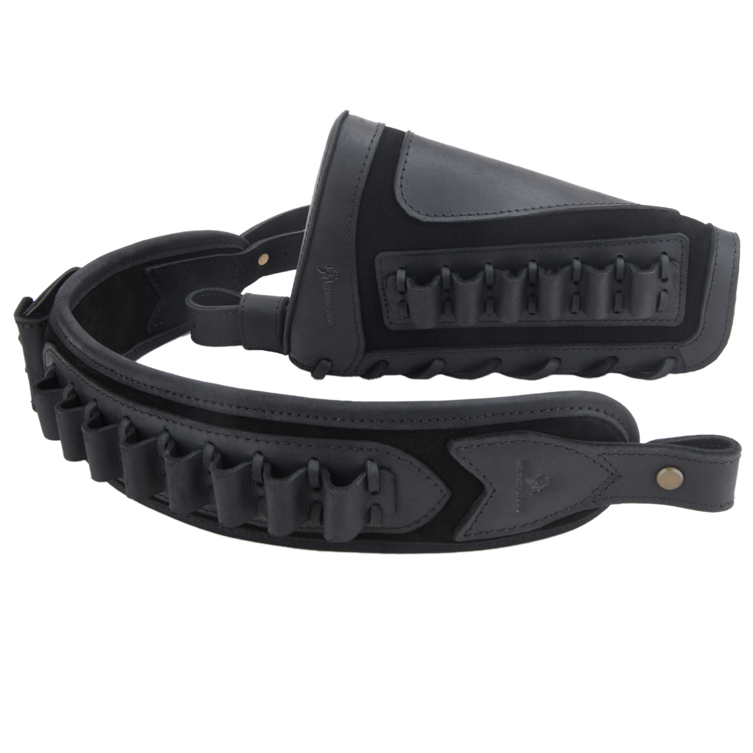 Leather Gun Buttstock Cheek Rest Pad with Cartridge Holders Sling