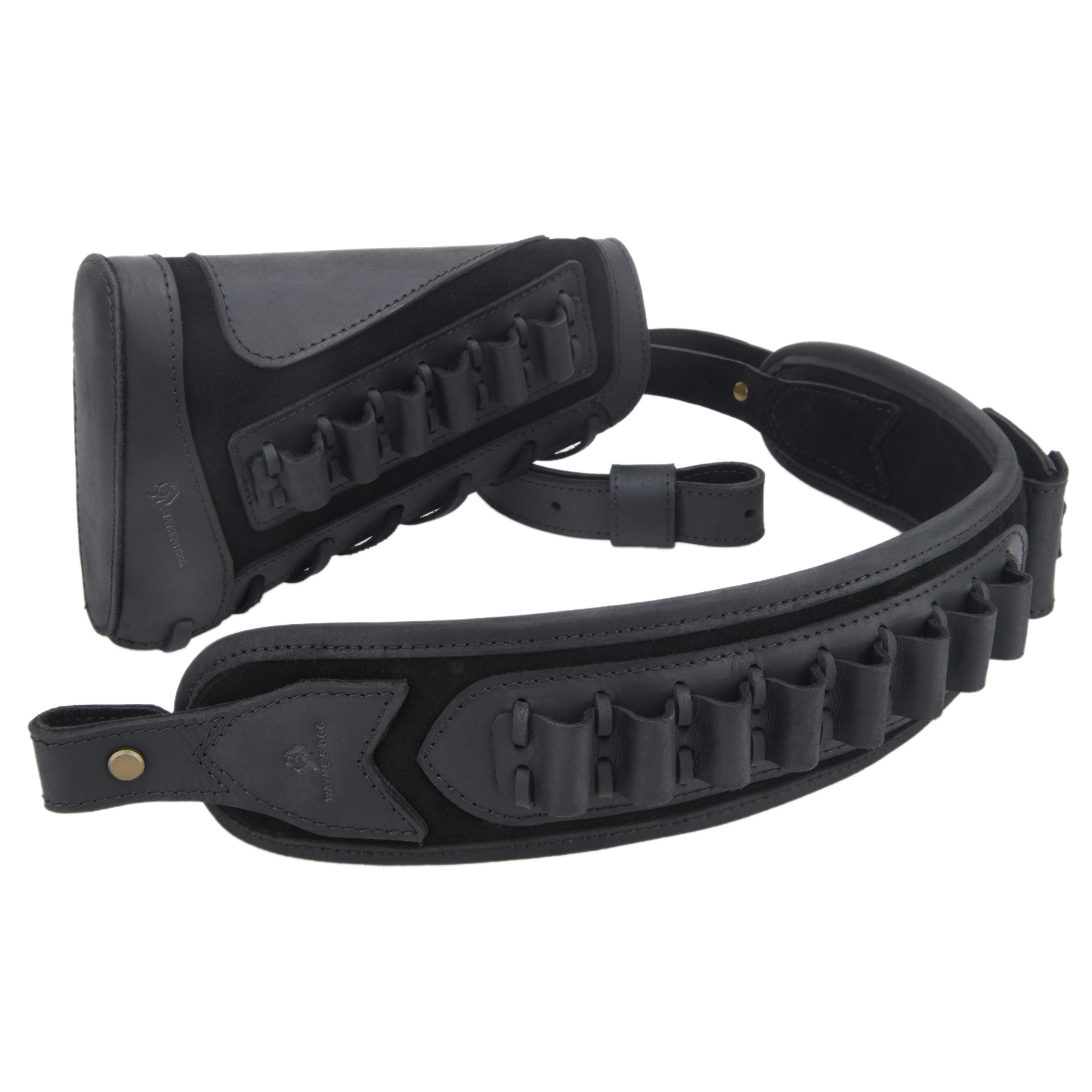 Leather Gun Buttstock Cheek Rest Pad with Cartridge Holders Sling