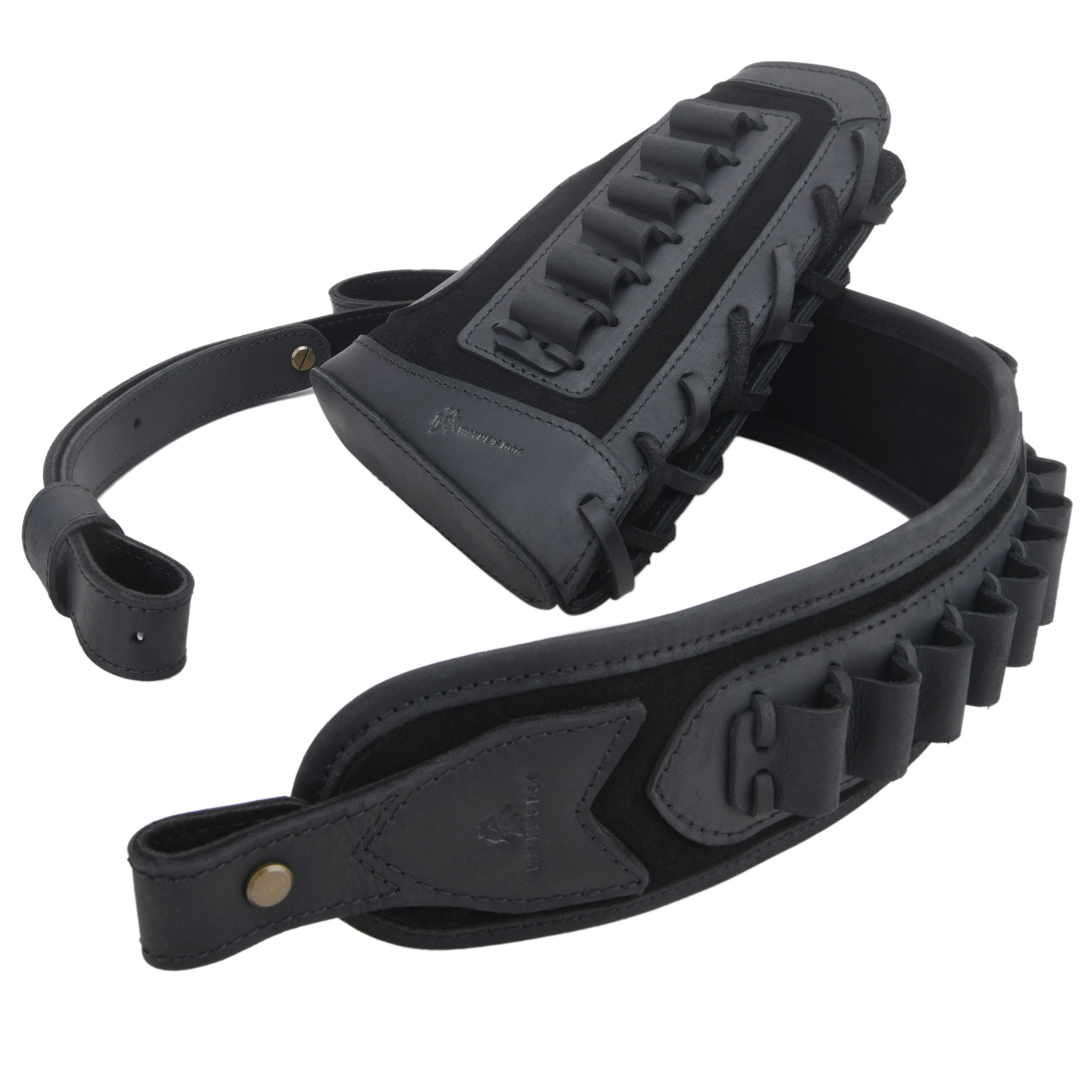 Leather Gun Buttstock Cheek Rest Pad with Cartridge Holders Sling